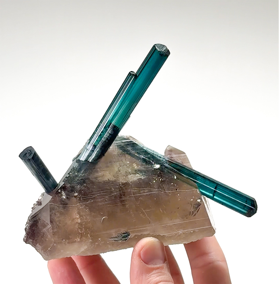 Indicolite Tourmaline on Quartz – Thiago’s Pocket, Electric Blue Crystal Spray