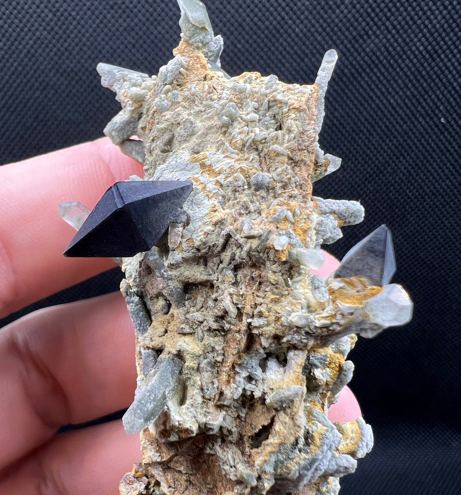 Anatase on Chlorite-Coated Quartz – Well-Formed, Gemmy, Bipyramidal Crystals
