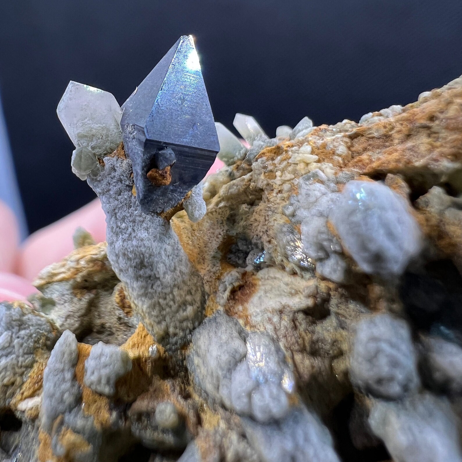 Anatase on Chlorite-Coated Quartz – Well-Formed, Gemmy, Bipyramidal Crystals