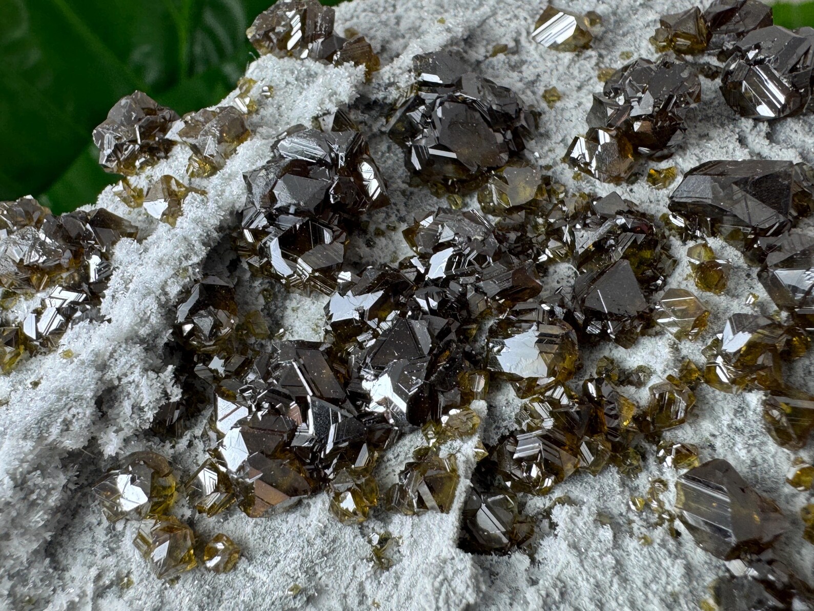 Gem Sphalerite on Matrix – Lustrous Honey-Brown Sphalerite Crystal Cluster