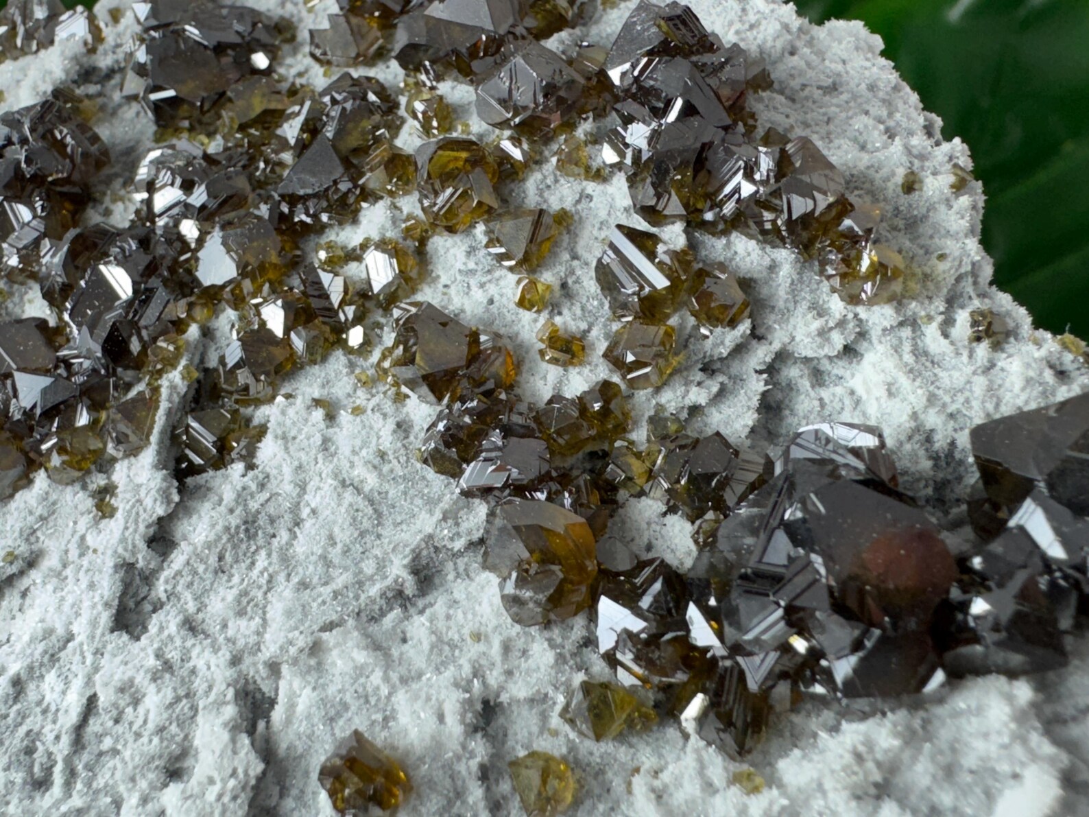 Gem Sphalerite on Matrix – Lustrous Honey-Brown Sphalerite Crystal Cluster