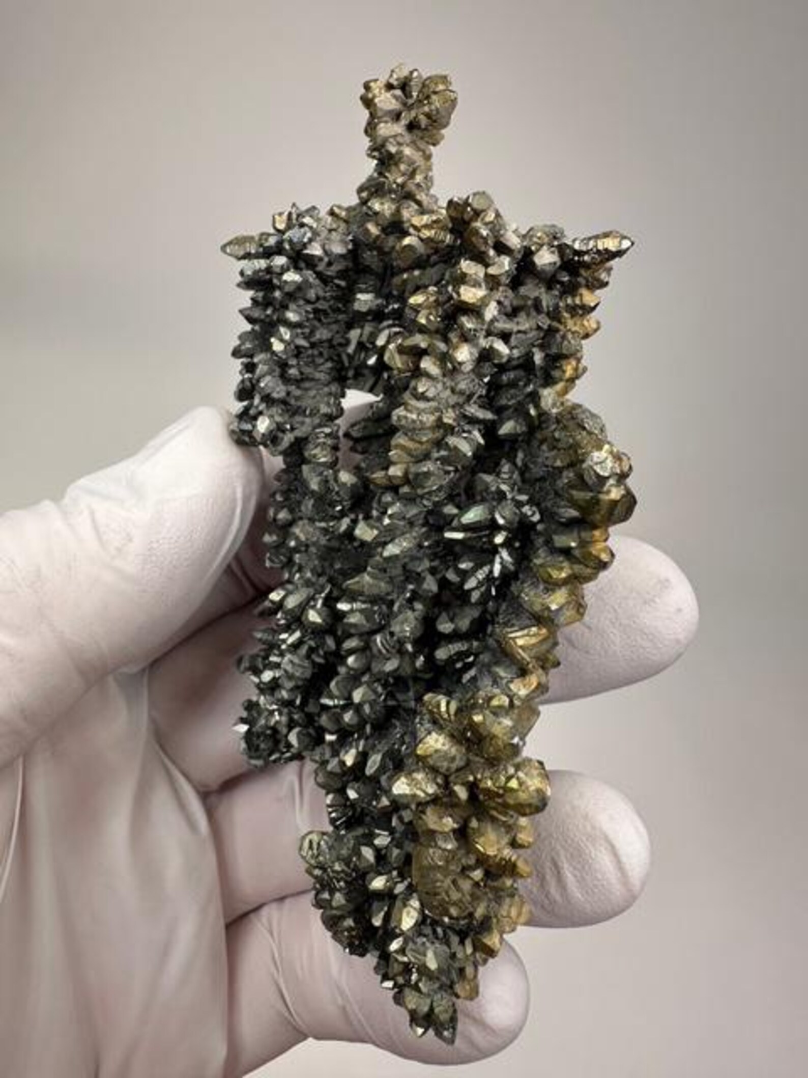 Marcasite Crystal Stalactite – Rare Radiating Marcasite Formation with Golden Twin Termination