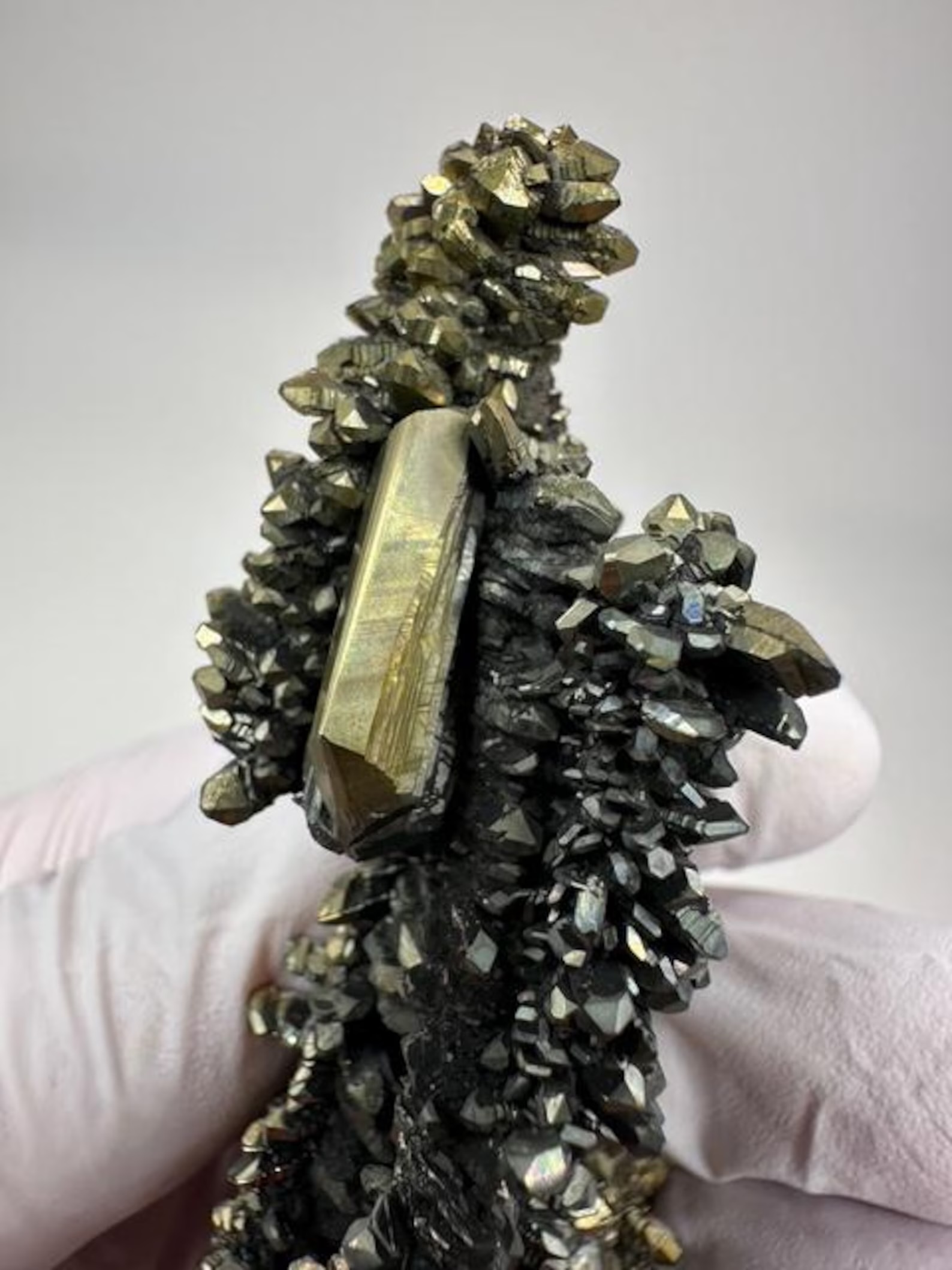 Marcasite Crystal Stalactite – Rare Radiating Marcasite Formation with Golden Twin Termination