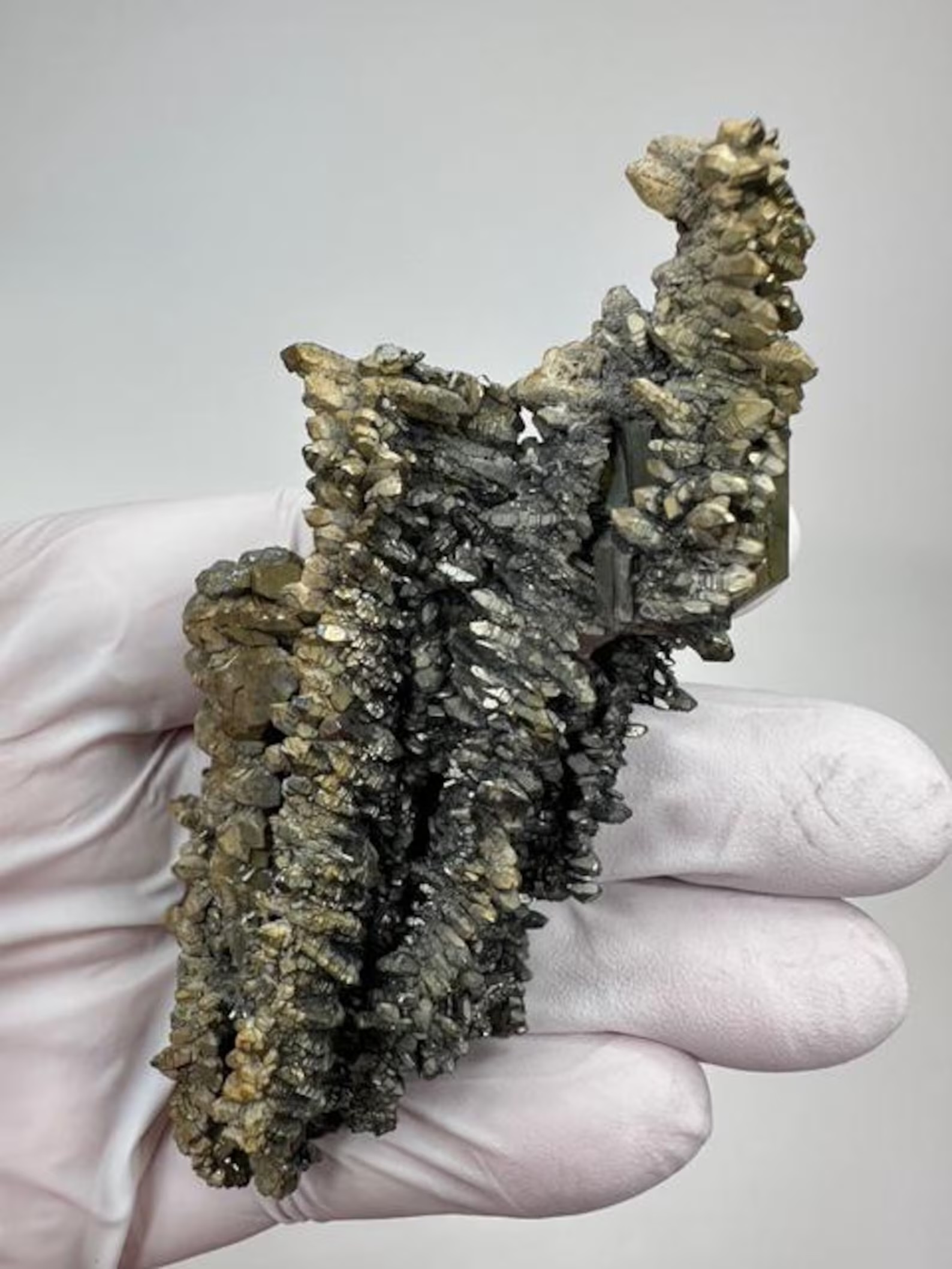 Marcasite Crystal Stalactite – Rare Radiating Marcasite Formation with Golden Twin Termination