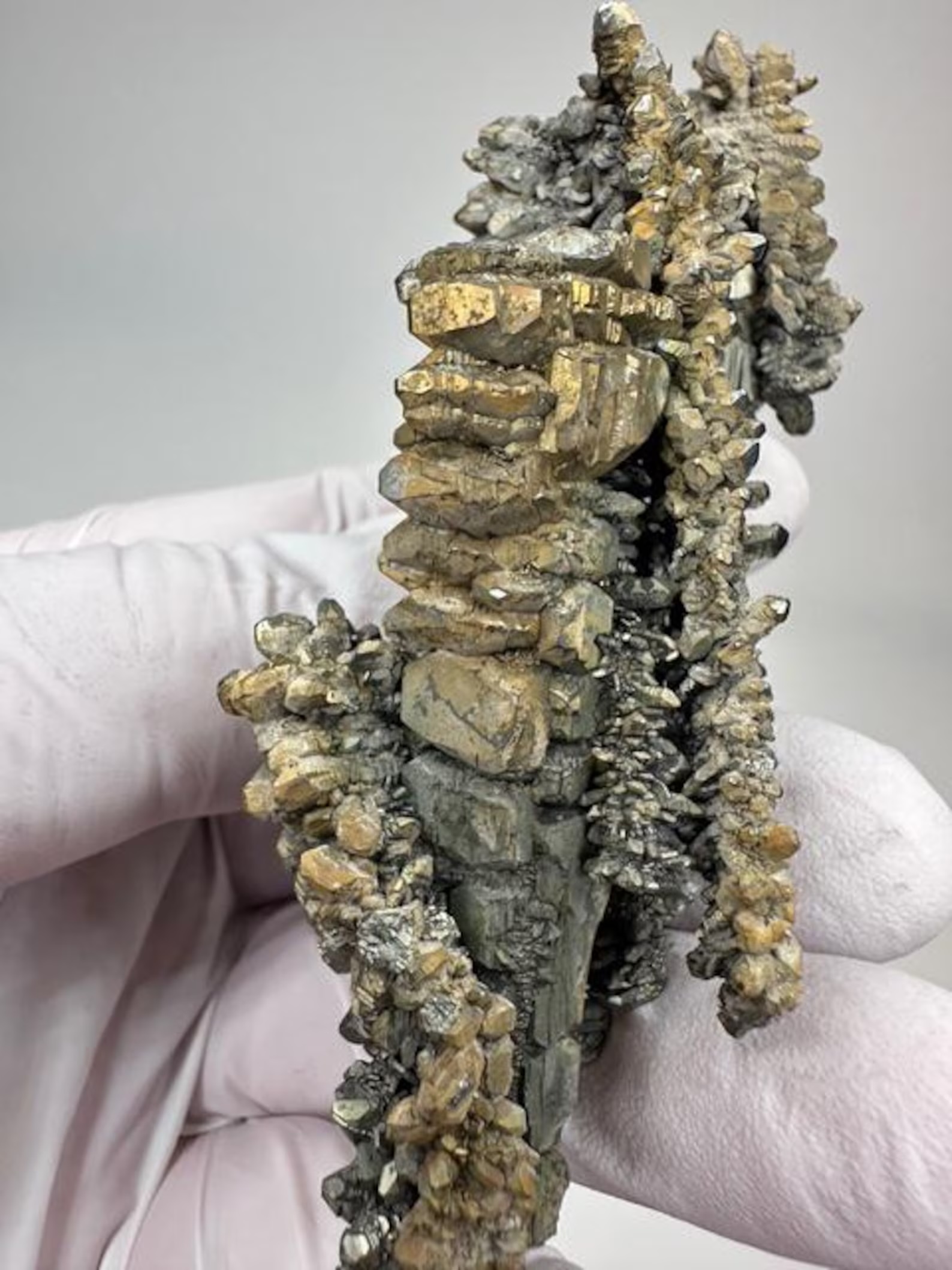 Marcasite Crystal Stalactite – Rare Radiating Marcasite Formation with Golden Twin Termination