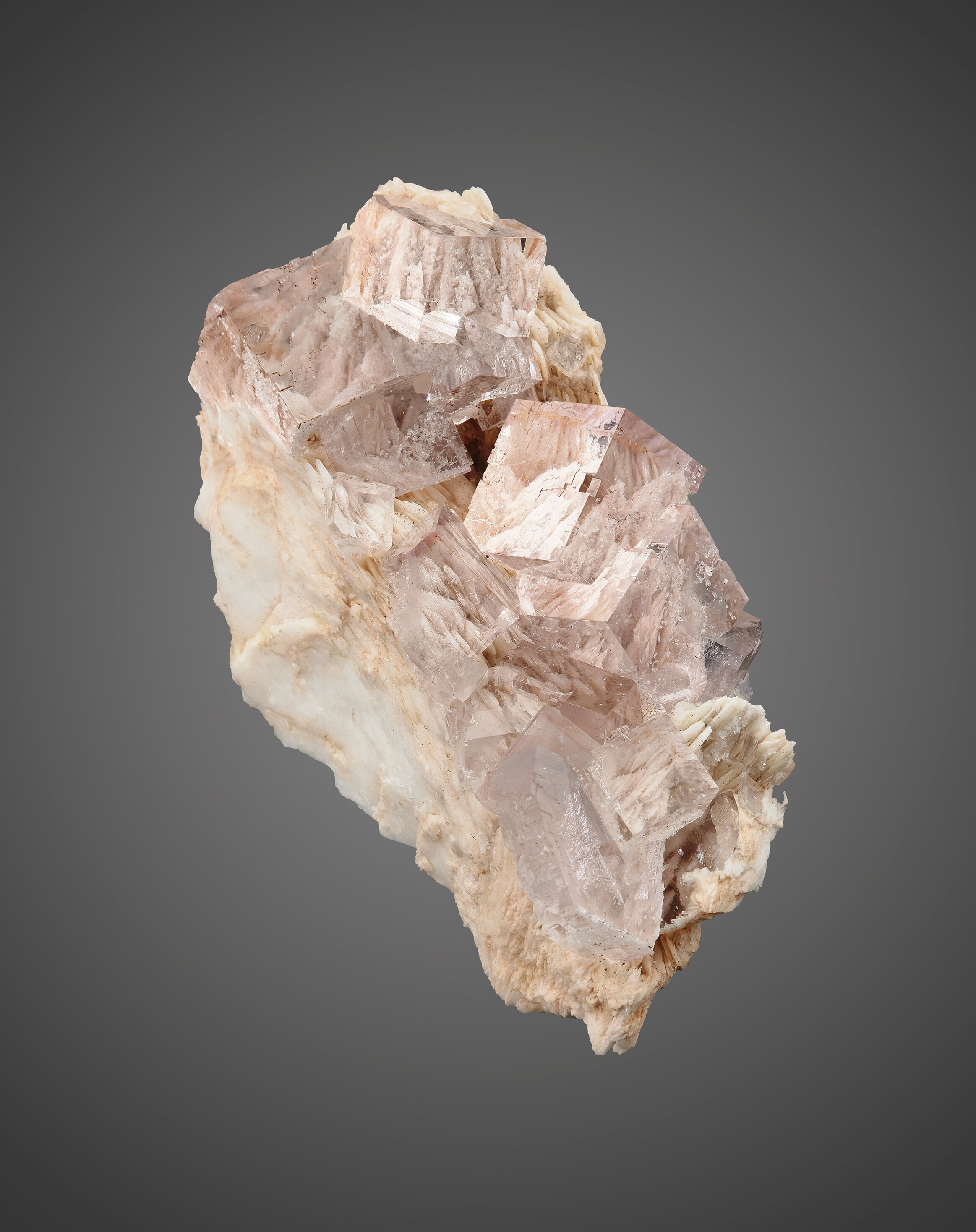 Fluorite on Baryte – Gem-Clear Lilac Cubes on Bladed Baryte Matrix