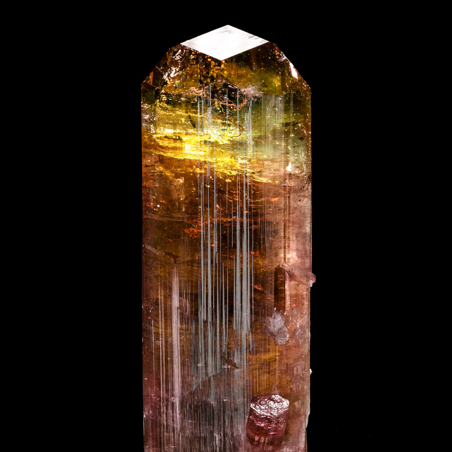 Elbaite Tourmaline – Lemon Pocket, Gem Crystal with Rare Yellow Zoning