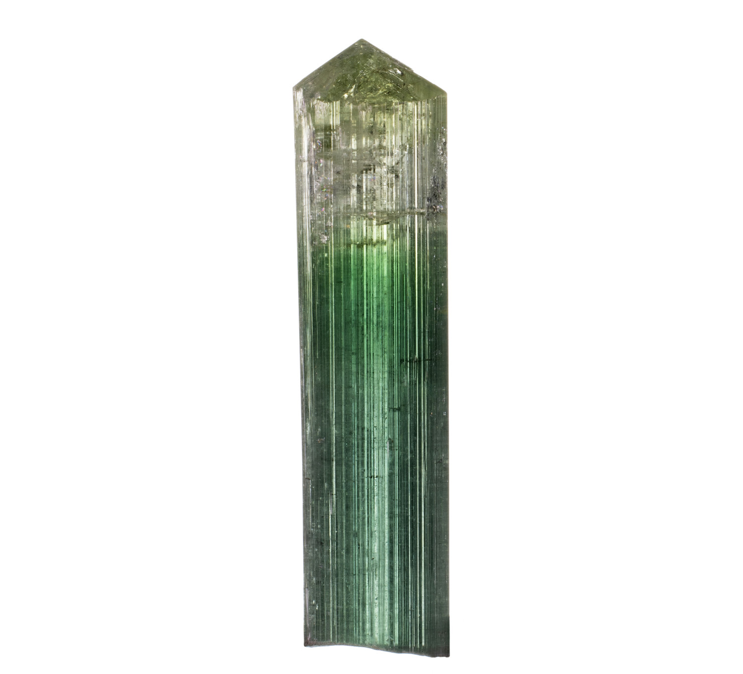 Elbaite Tourmaline – Slender Bi-Color Prism with Pale Cap and Razor Termination, Dara-e-Pech Classic