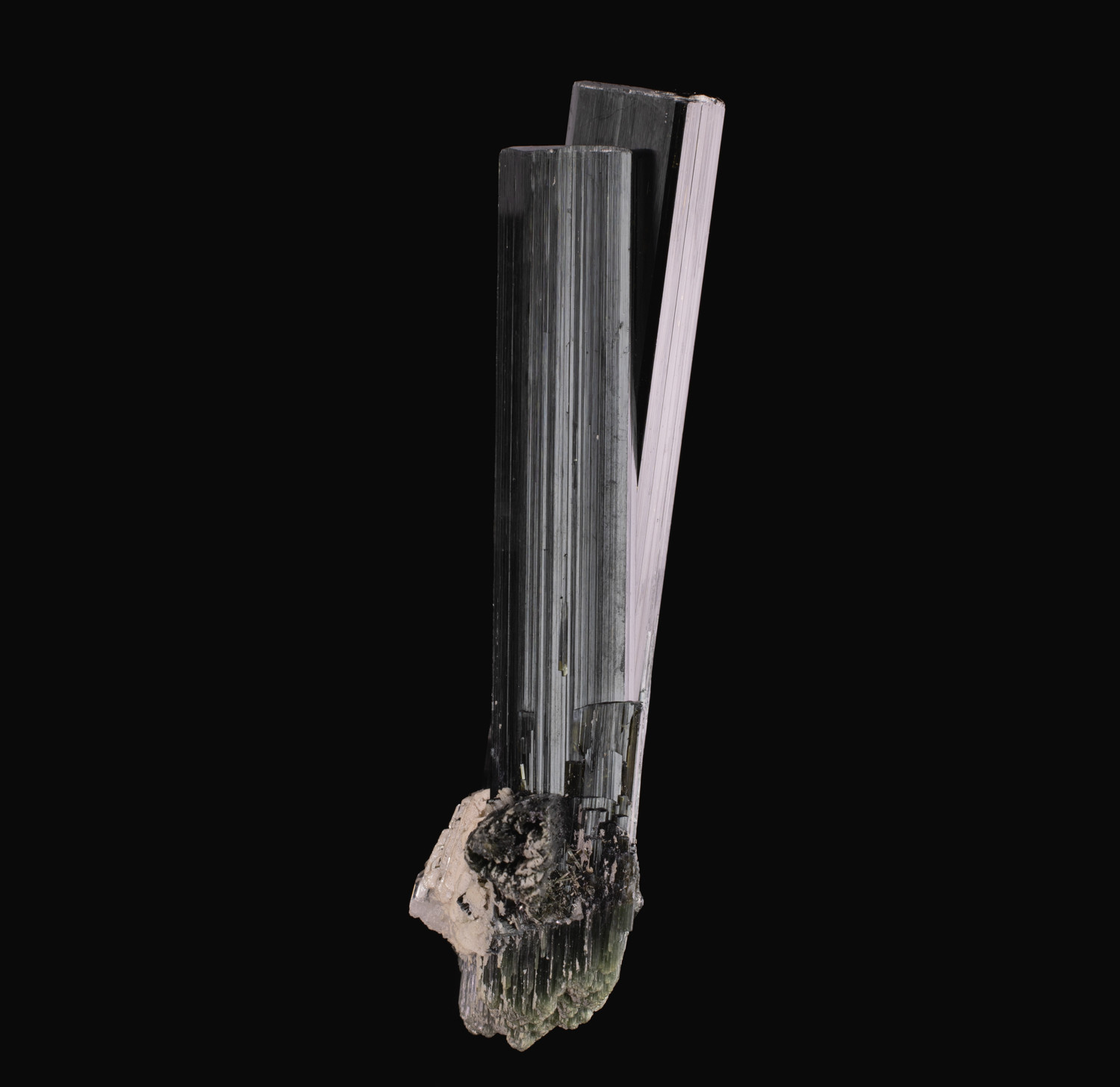 Schorl Tourmaline – Sculptural Parallel Growth Cluster with Precision Striations, Dara-e-Pech Cabinet Piece