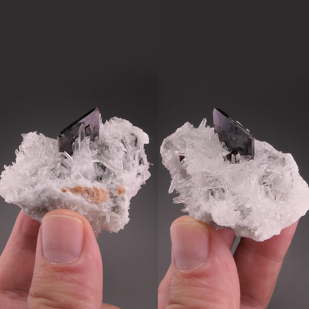 Hübnerite with Quartz – Bladed Tabular Crystal on Sparkling Quartz Matrix, Mundo Nuevo Classic