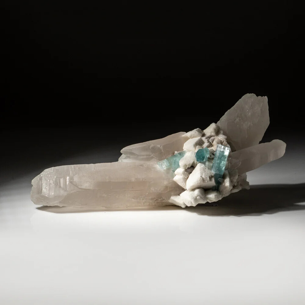 Aquamarine on Quartz with Microcline and Apatite