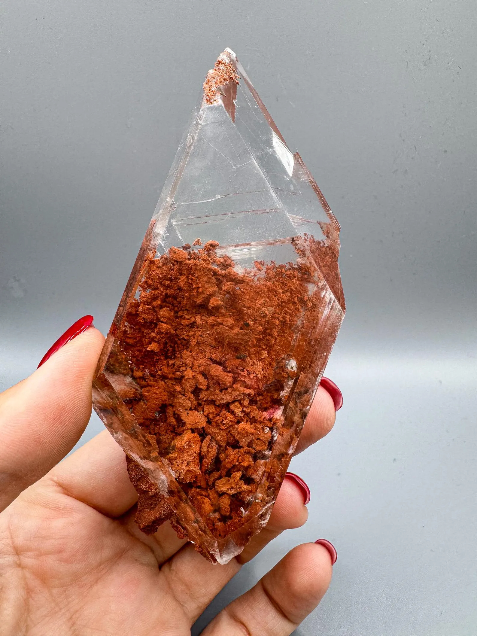 Gypsum var. Selenite - Gem with Red Matrix Inclusions