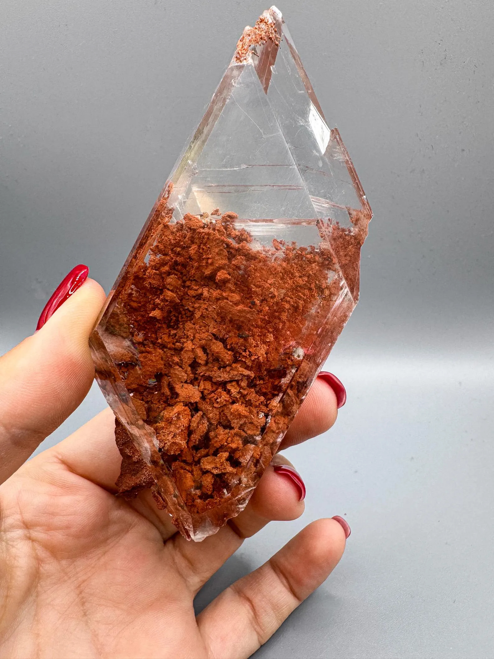 Gypsum var. Selenite - Gem with Red Matrix Inclusions