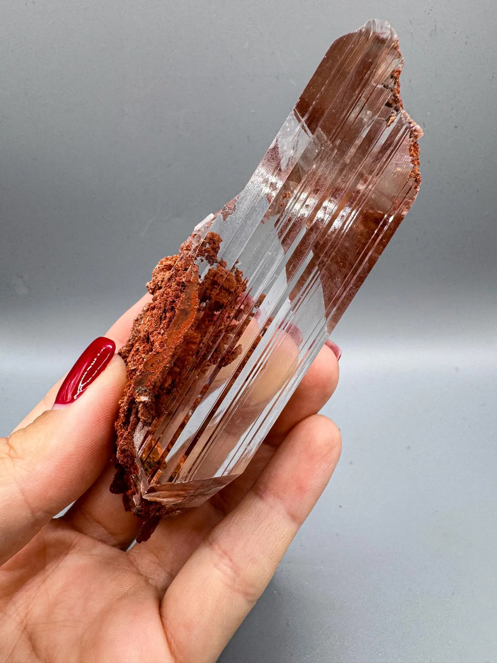 Gypsum var. Selenite - Gem with Red Matrix Inclusions