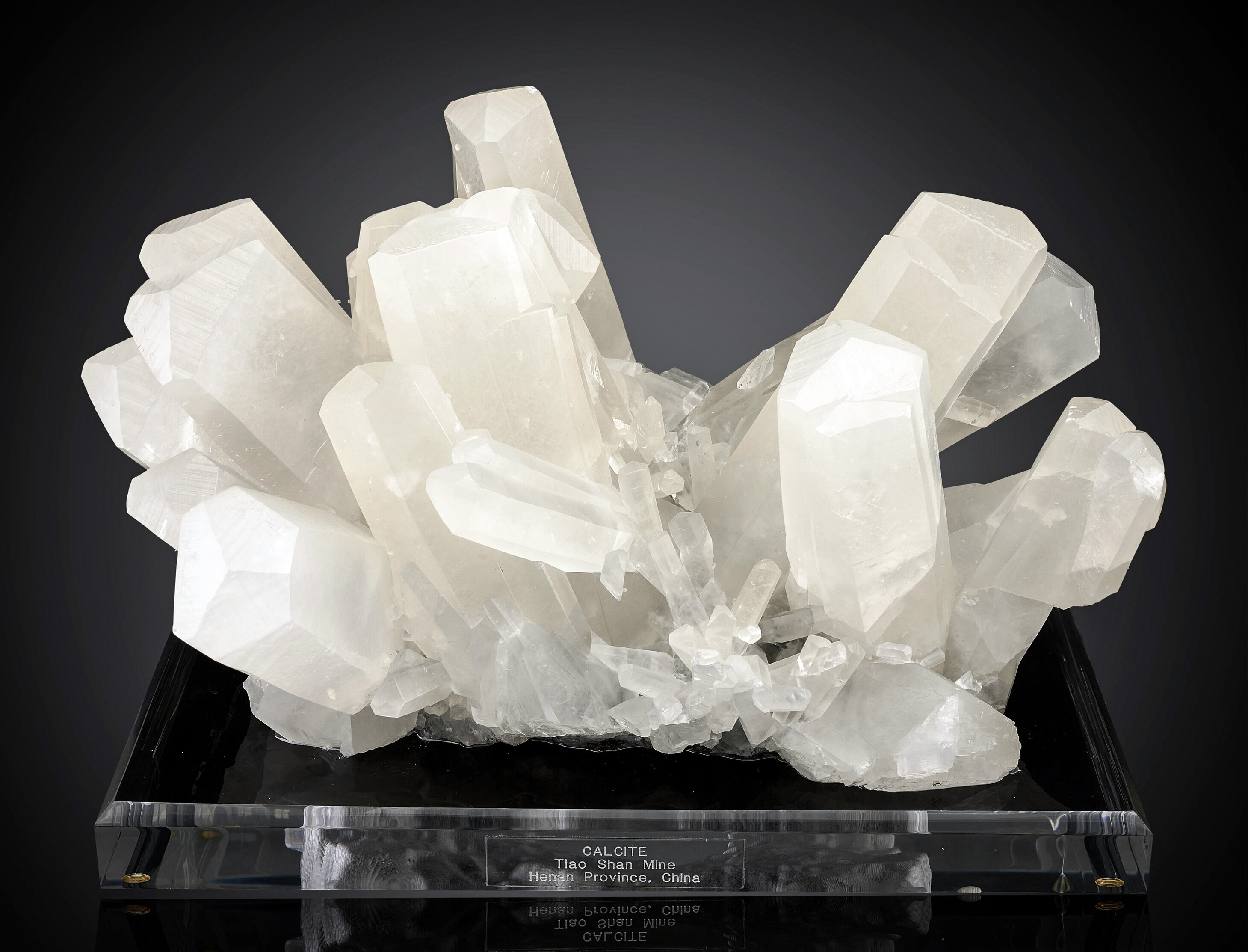 Calcite – Monumental Nail-Head Crystal Cluster with Sharp Undamaged Terminations and Custom Acrylic Base