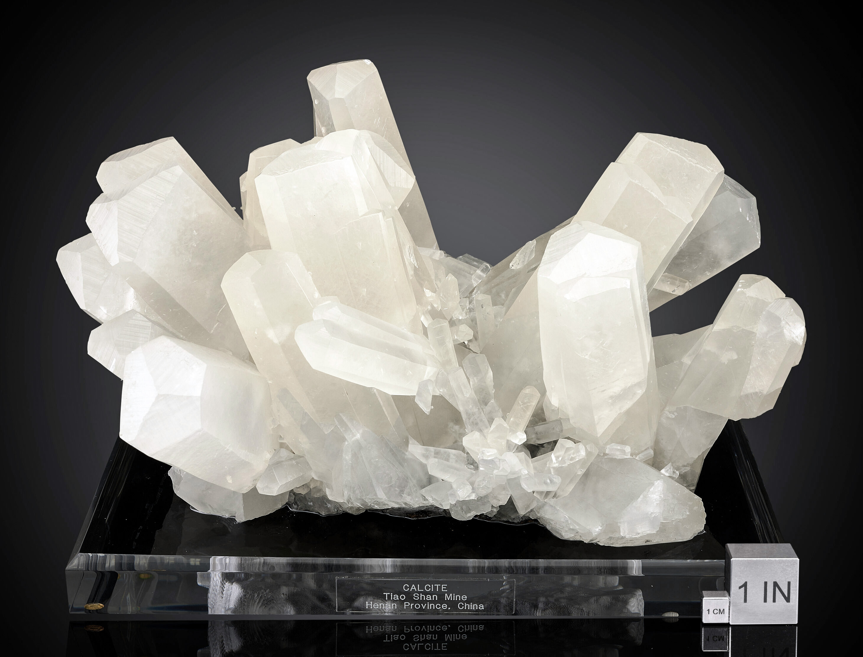 Calcite – Monumental Nail-Head Crystal Cluster with Sharp Undamaged Terminations and Custom Acrylic Base
