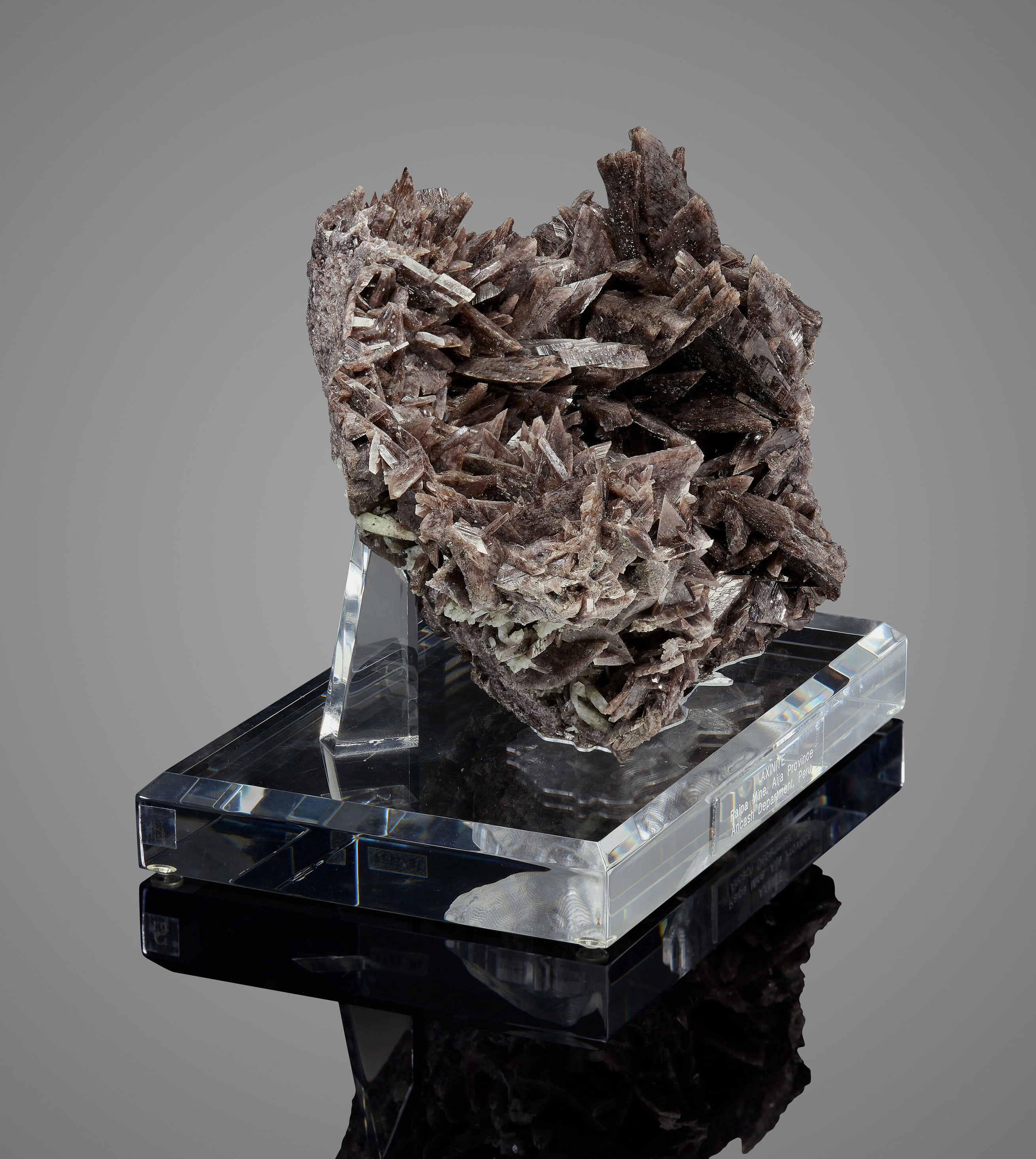 Axinite – Large Clove-Brown Bladed Crystal Plate on Custom Acrylic Base