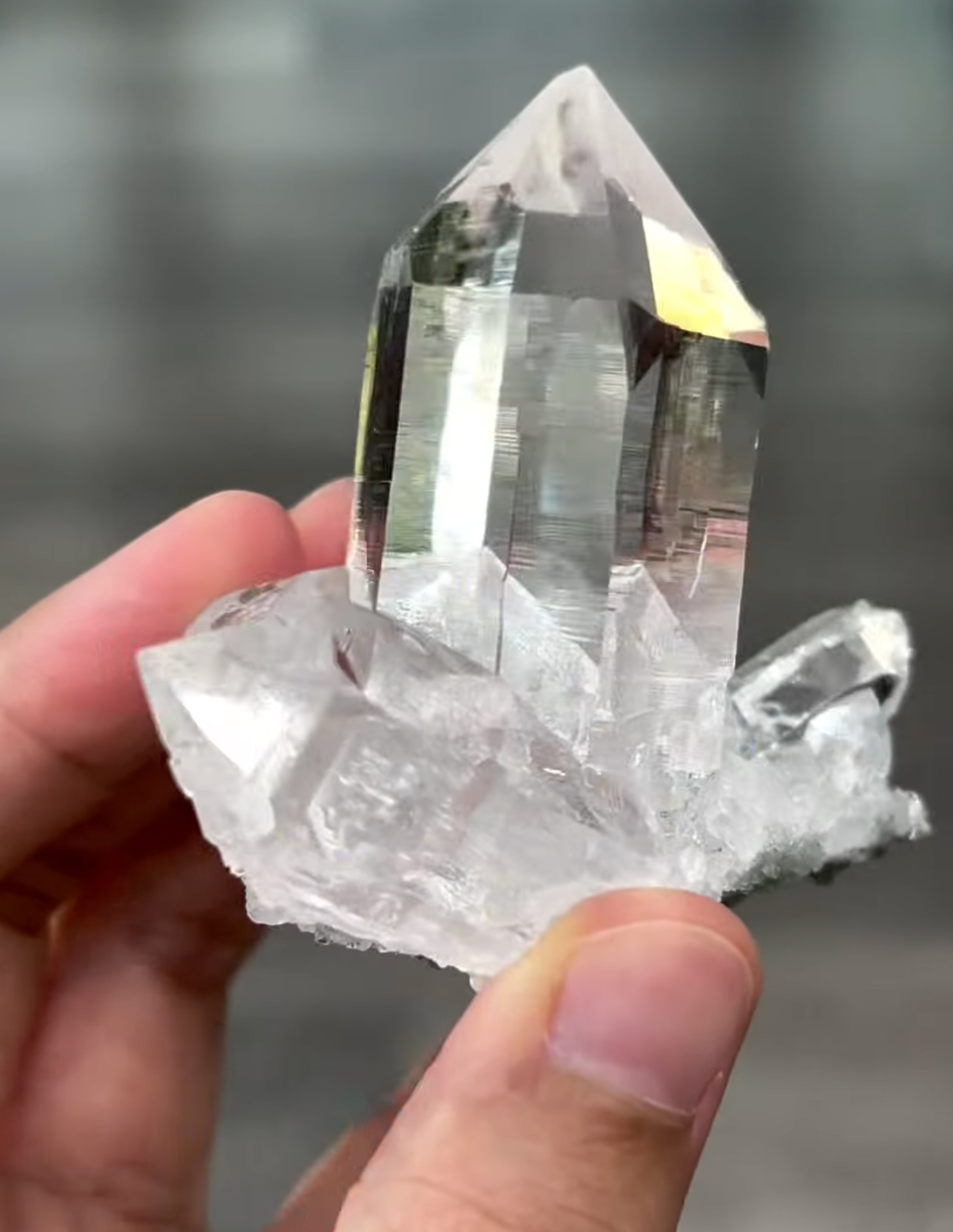 Quartz – Flawlessly Clear Bright Lustrous Centered Crystal on Aesthetic Matrix