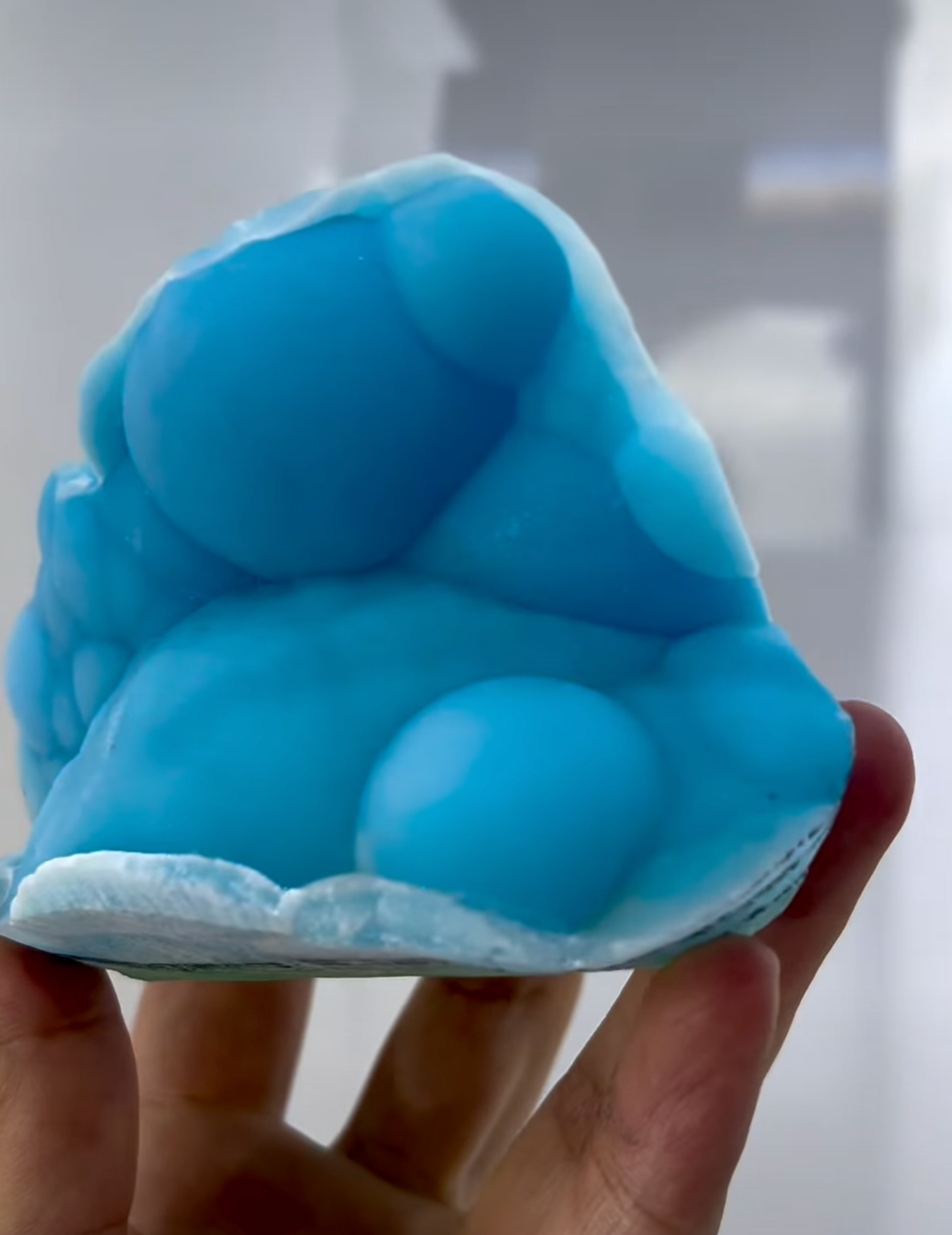 Blue Aragonite – Vivid Sky-Blue Botryoidal Plate with Smooth Satiny Luster