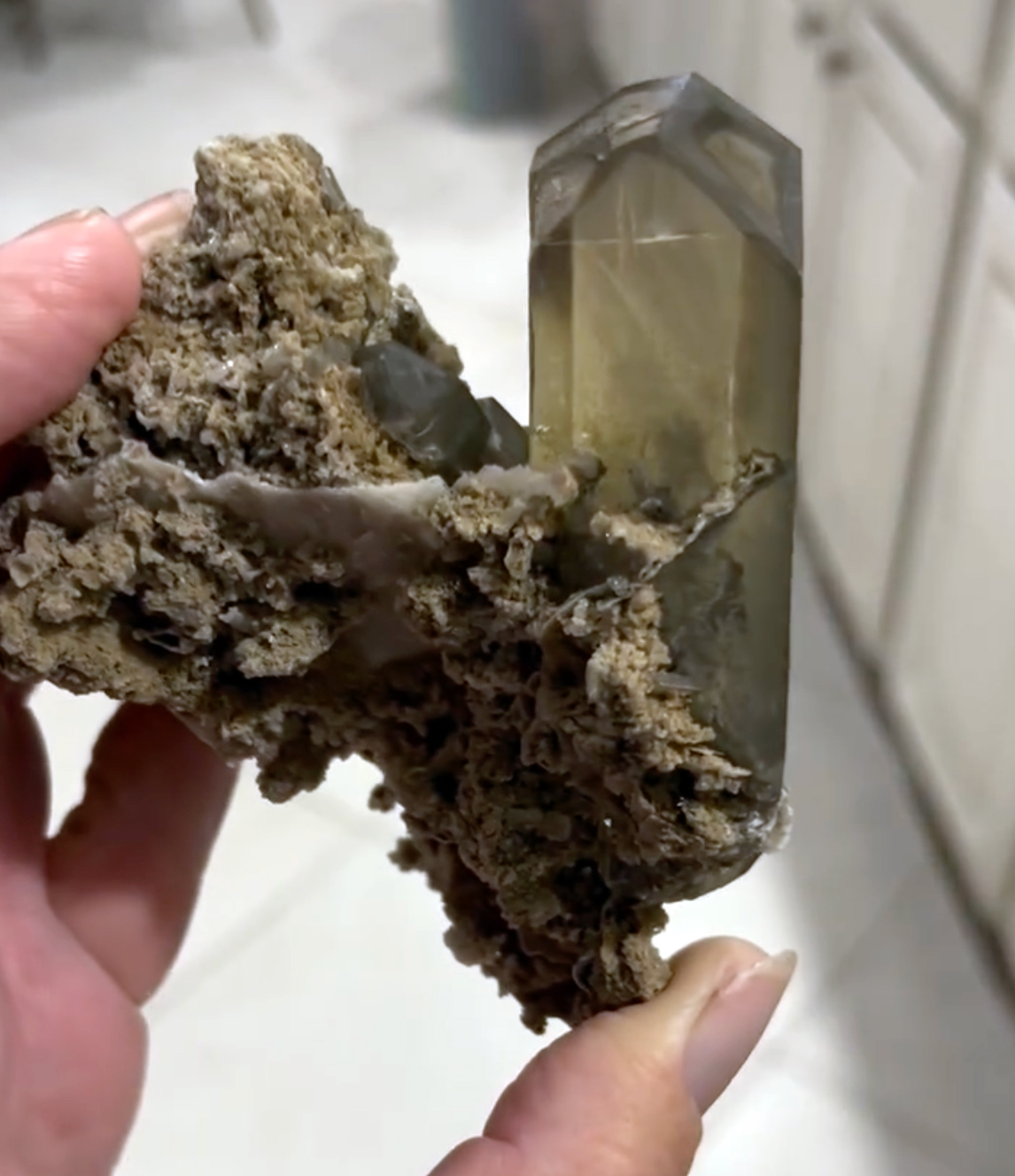 Baryte - Large Gemmy Golden Crystal on Matrix with Exceptional Luster