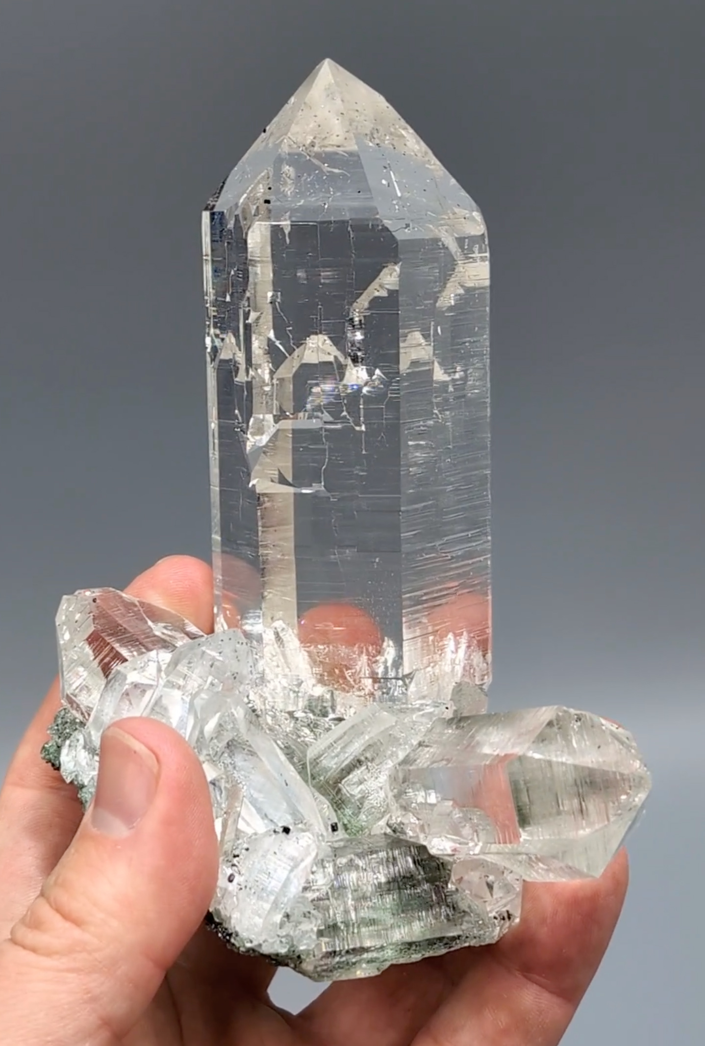 Quartz – Exceptional Water-Clear Focal Crystal with Anatase Inclusion