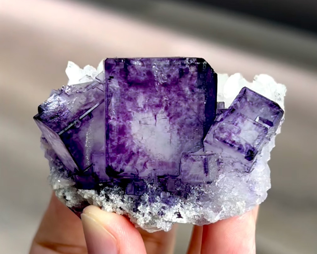 Fluorite - Purple Zoned Fluorite With Quartz