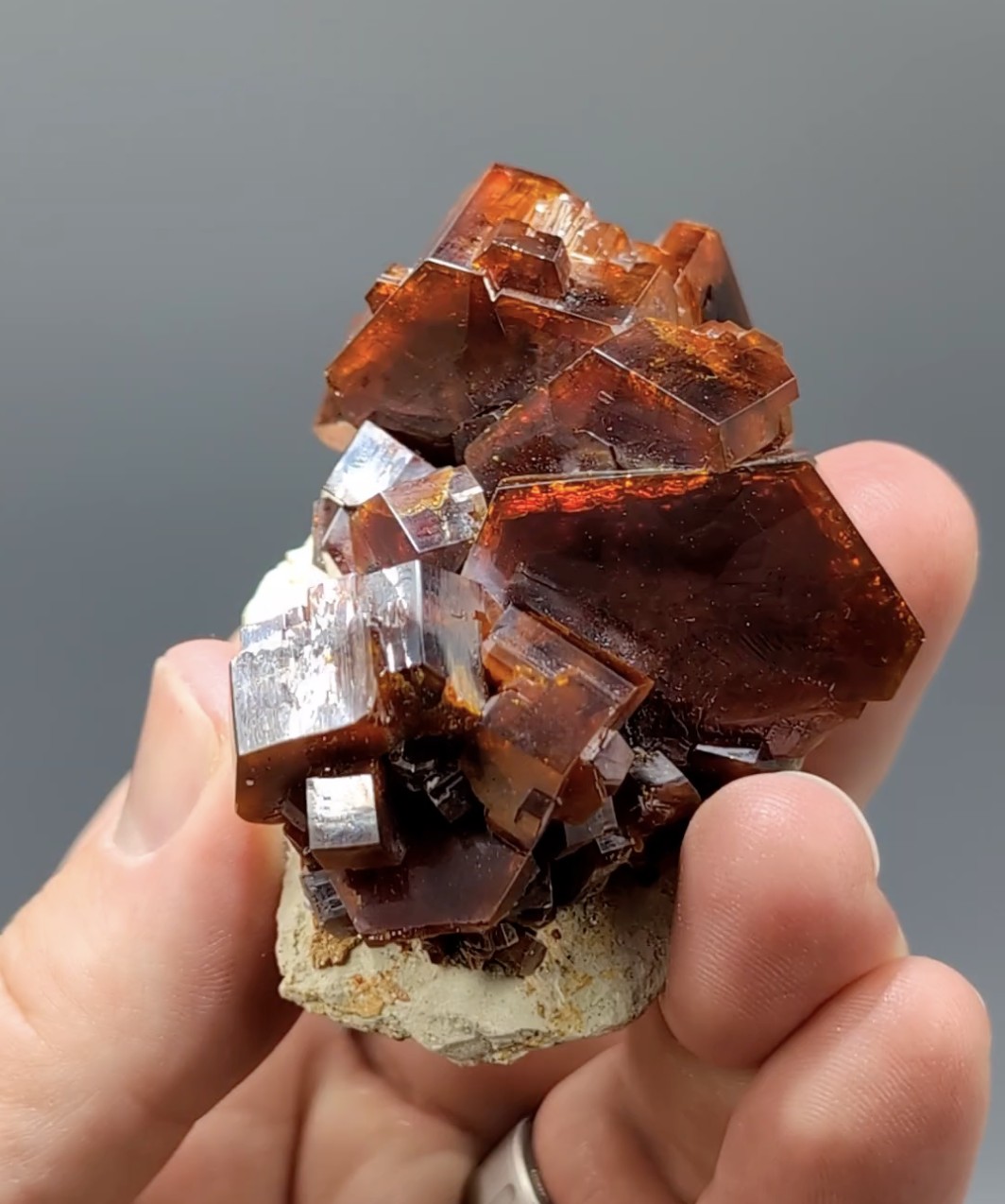 Vanadinite - Large Tabular Cherry-Maroon Crystals on Pale Matrix, Mibladen