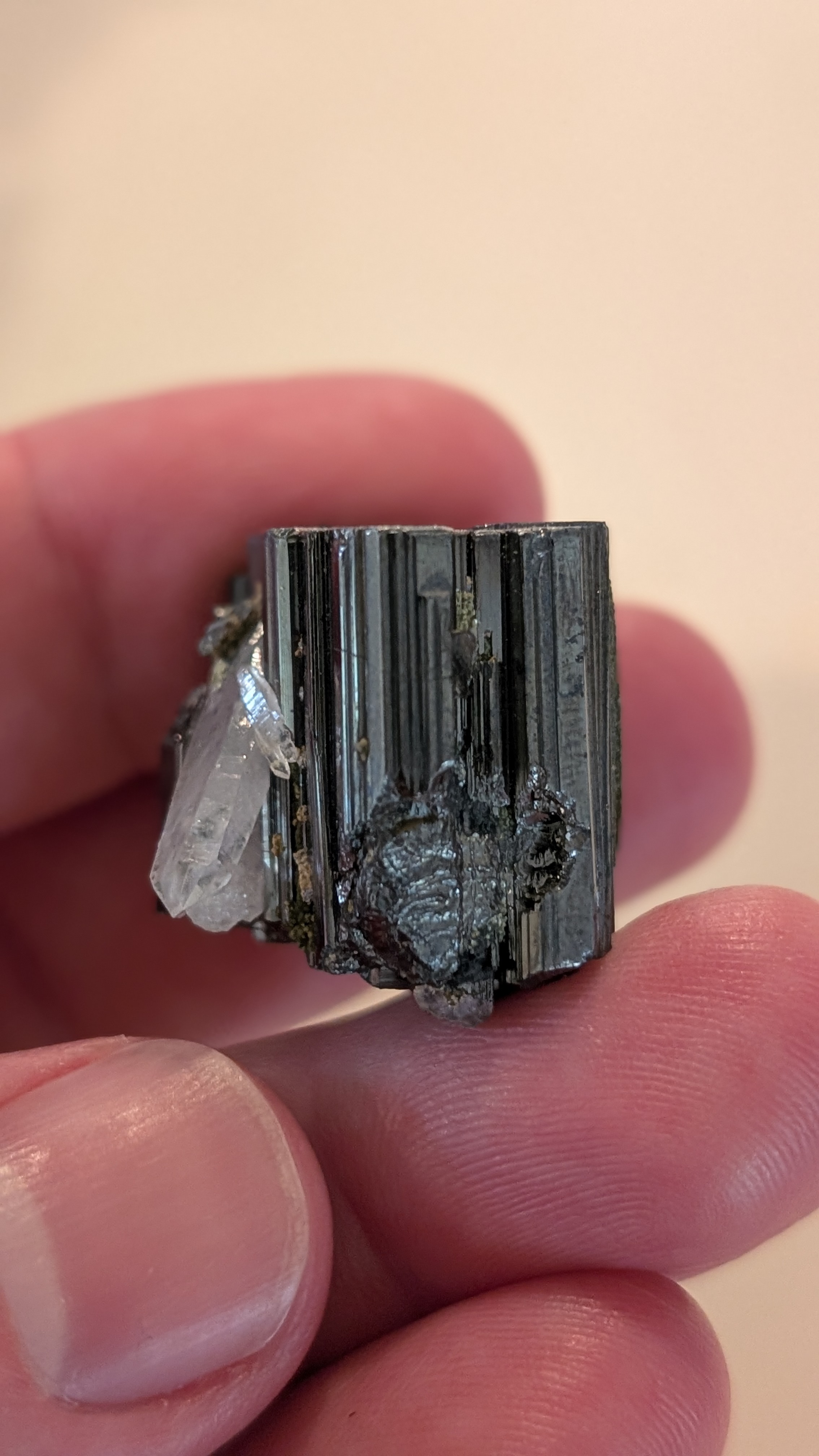 Bournonite with Quartz - Striated Cogwheel Twin with Terminated Quartz, Yaogangxian Mine