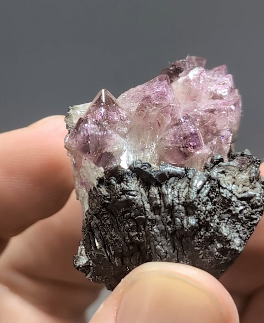 Adamite (Manganoan) - Purple Crystal Cluster on Goethite, Ojuela Mine