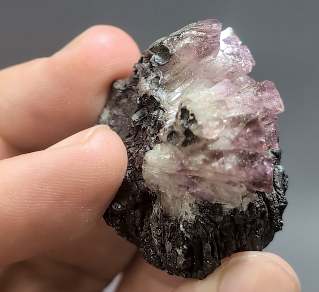 Adamite (Manganoan) - Purple Crystal Cluster on Goethite, Ojuela Mine