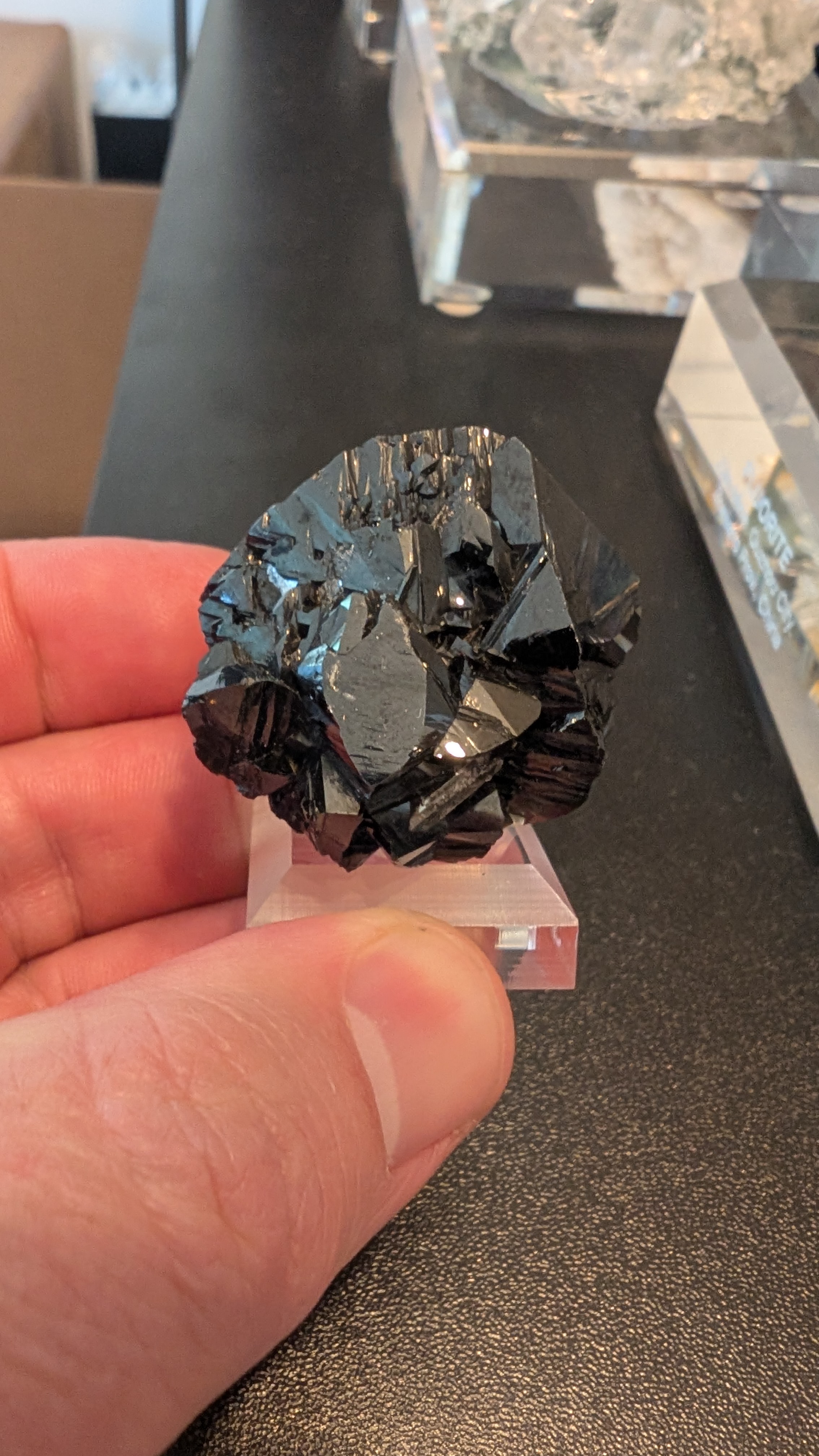 Cassiterite - Lustrous Jet-Black Twinned Crystal Cluster, Pingwu