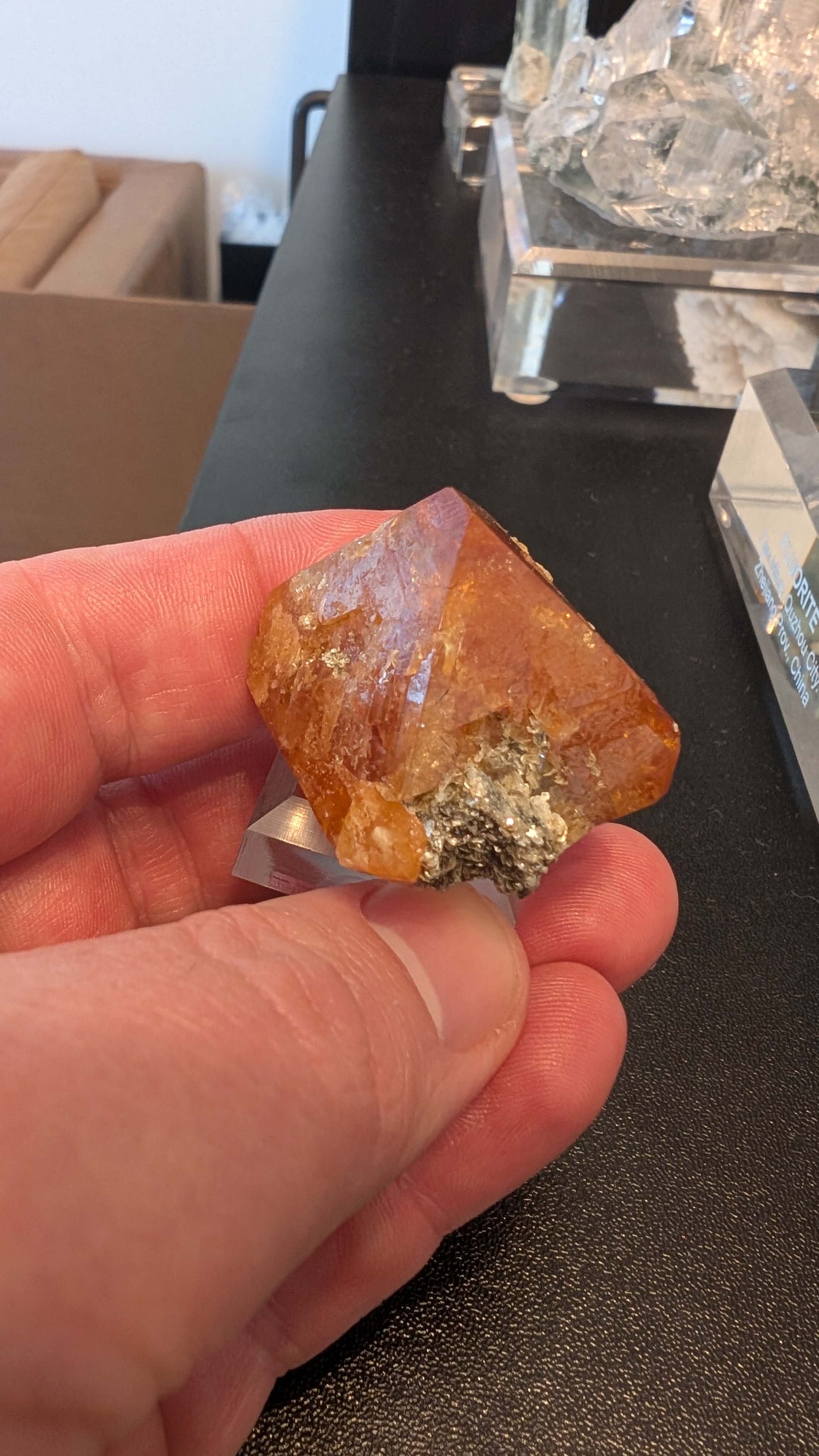 Scheelite - Gemmy Orange Dipyramid, Pingwu