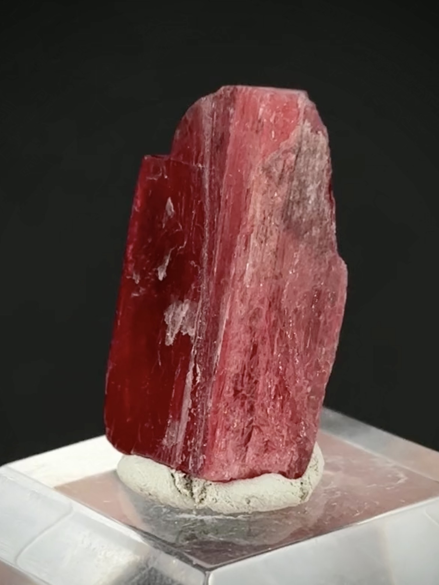 Rhodonite - Gemmy Cherry-Red Tabular Crystal, Morro da Mina, Brazil