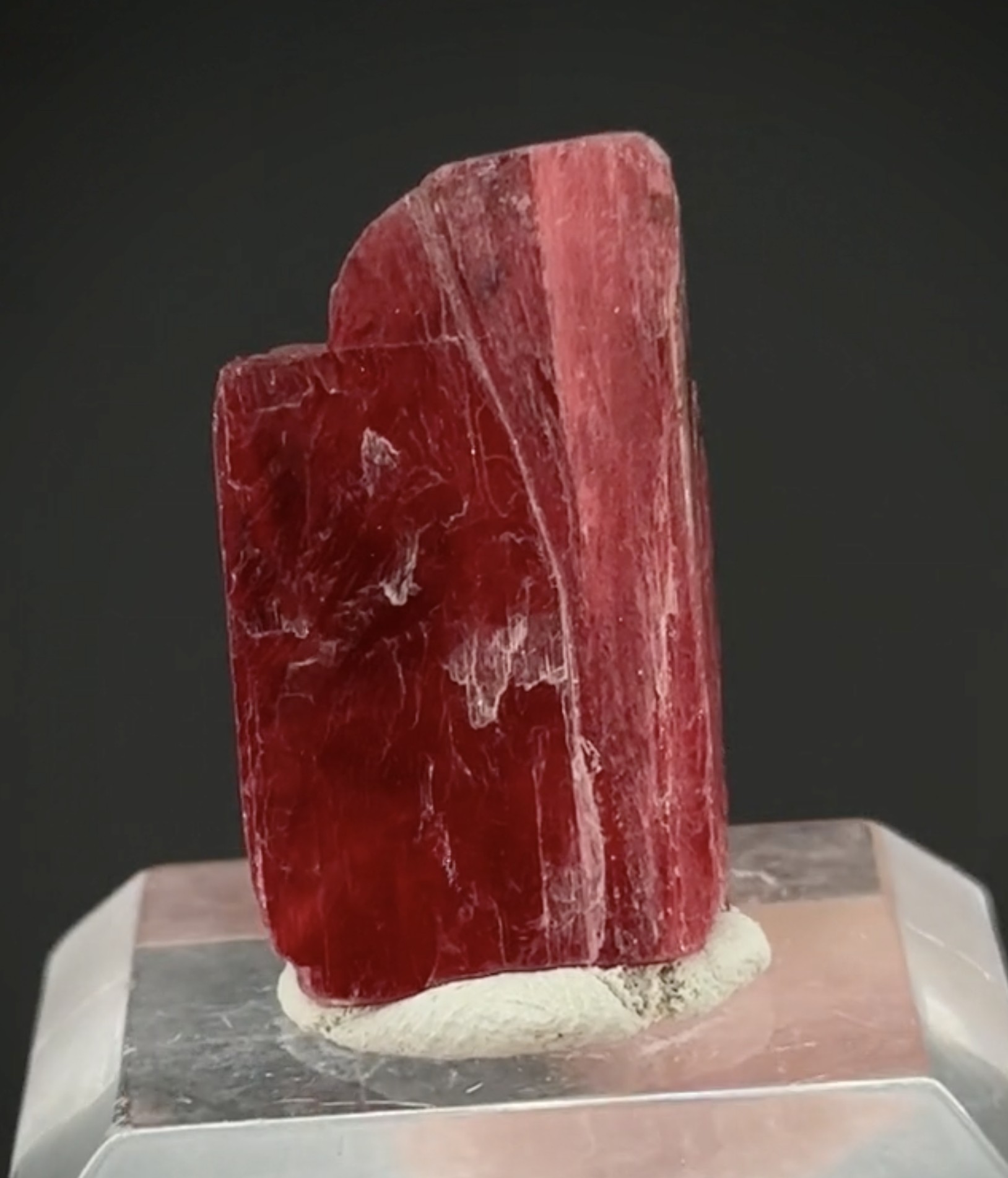 Rhodonite - Gemmy Cherry-Red Tabular Crystal, Morro da Mina, Brazil