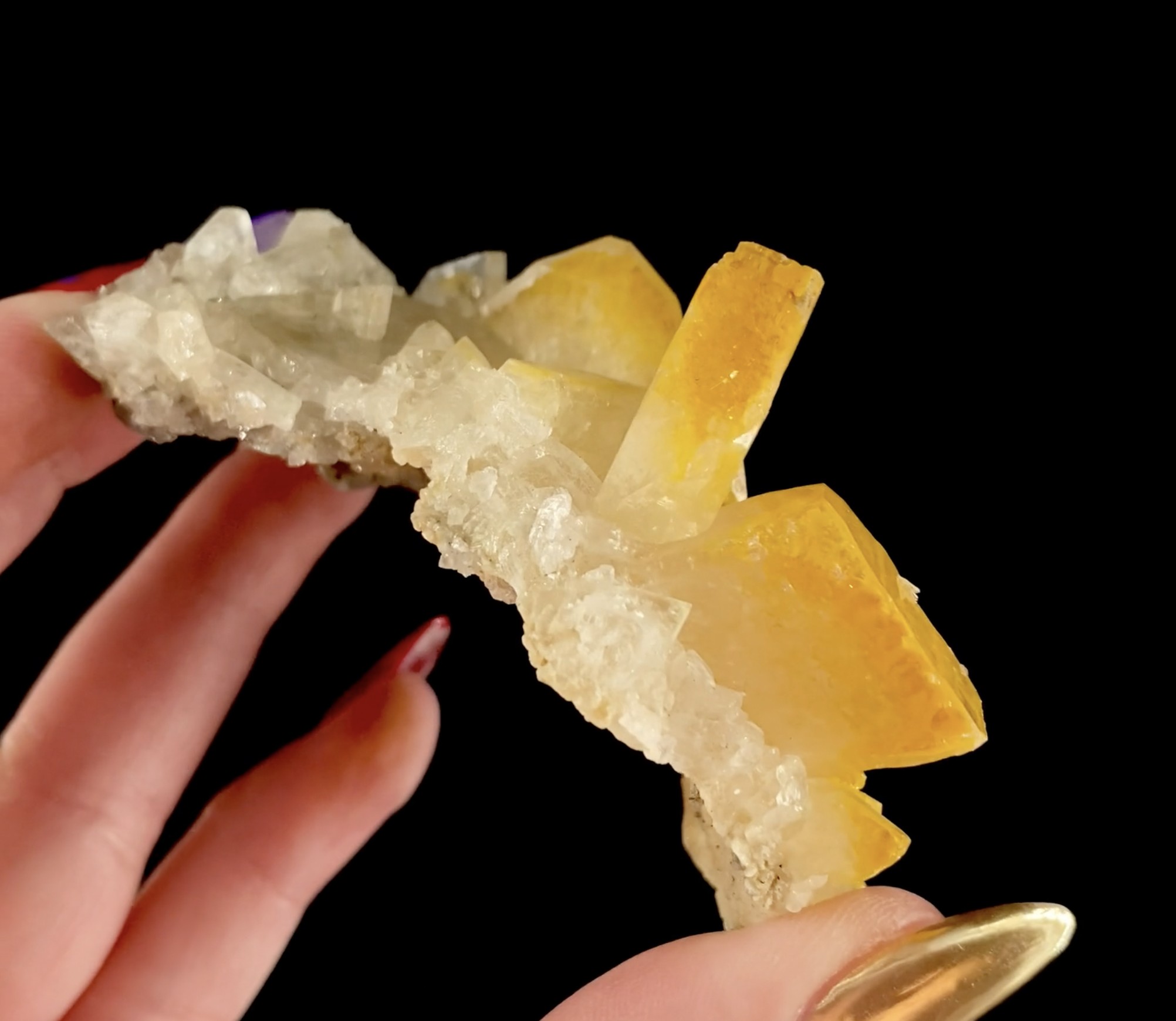 Baryte with Orpiment Inclusions - Golden-Zoned Tabular Crystals, Romania