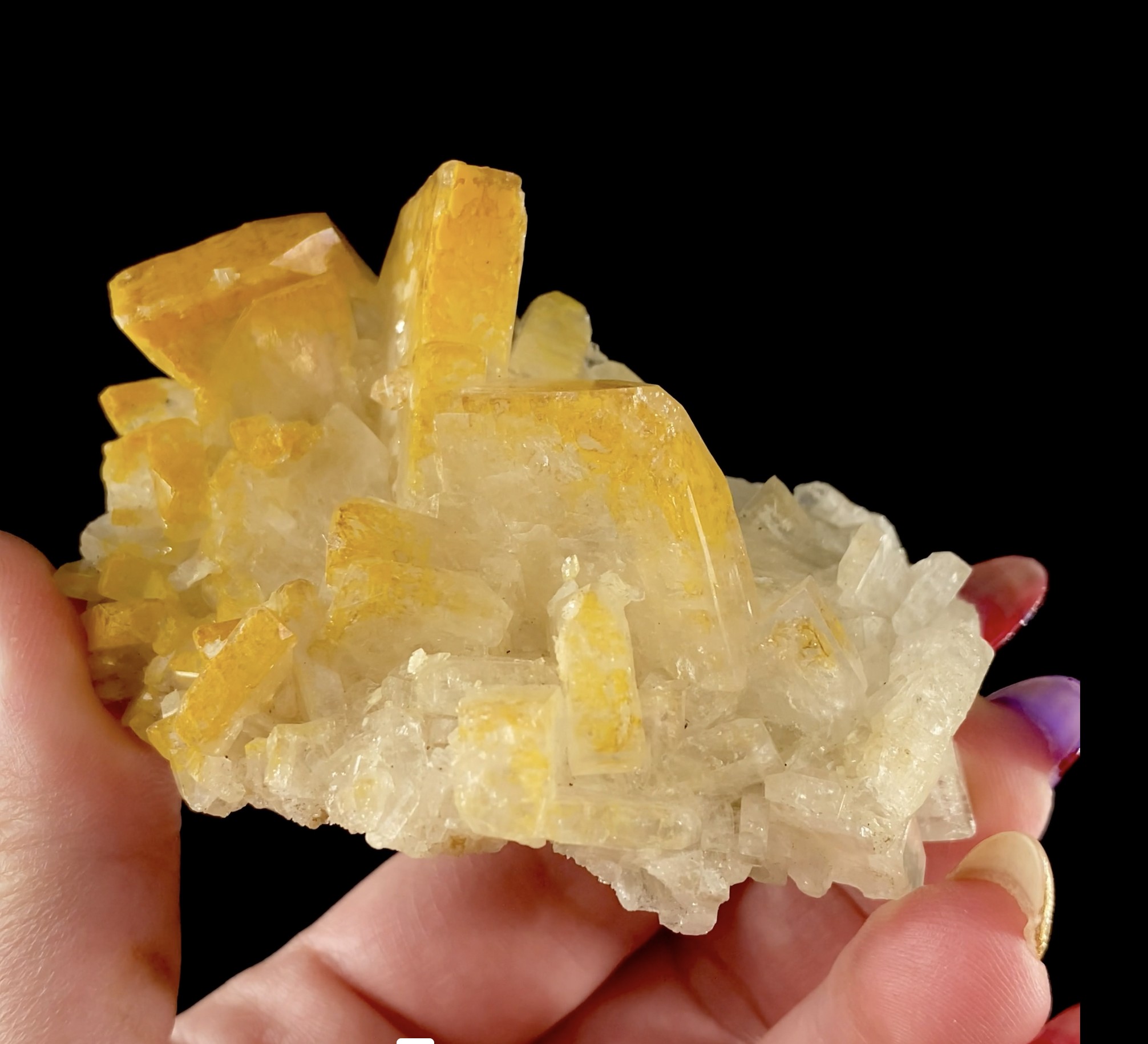 Baryte with Orpiment Inclusions - Golden-Zoned Tabular Crystals, Romania