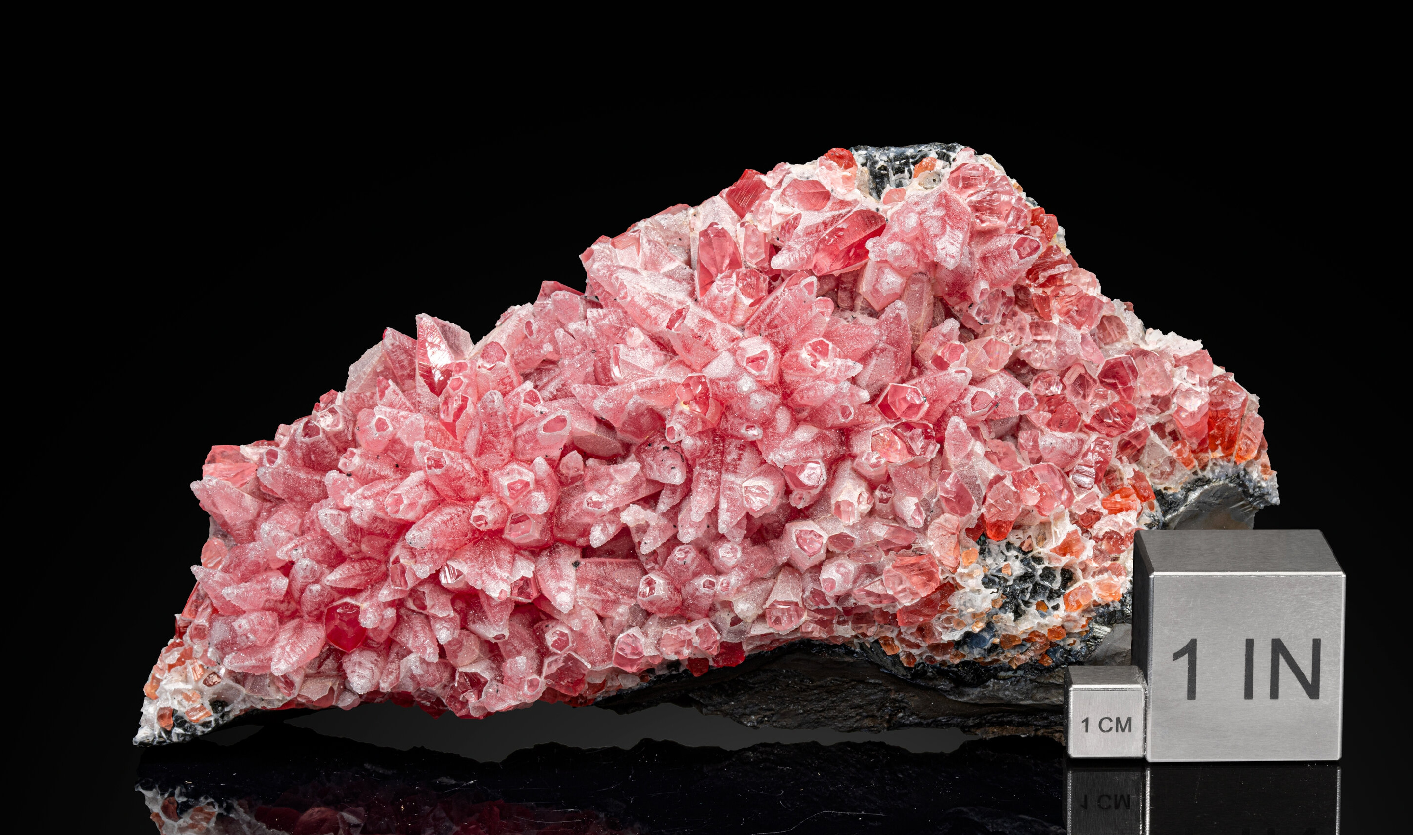 Rhodochrosite Dogtooth Cluster with Quartz Dusting