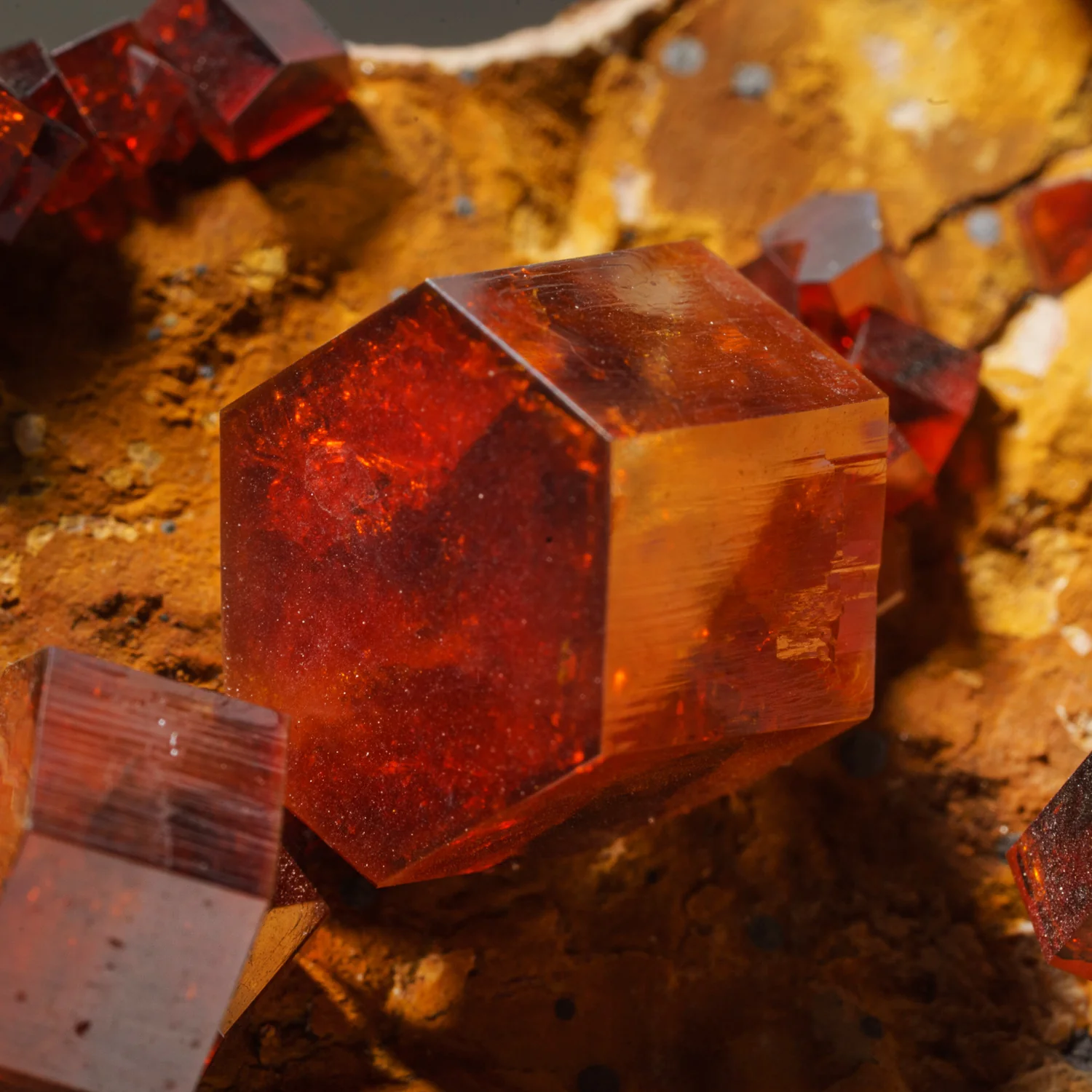 Vanadinite (Cherry Red) Cluster on Matrix