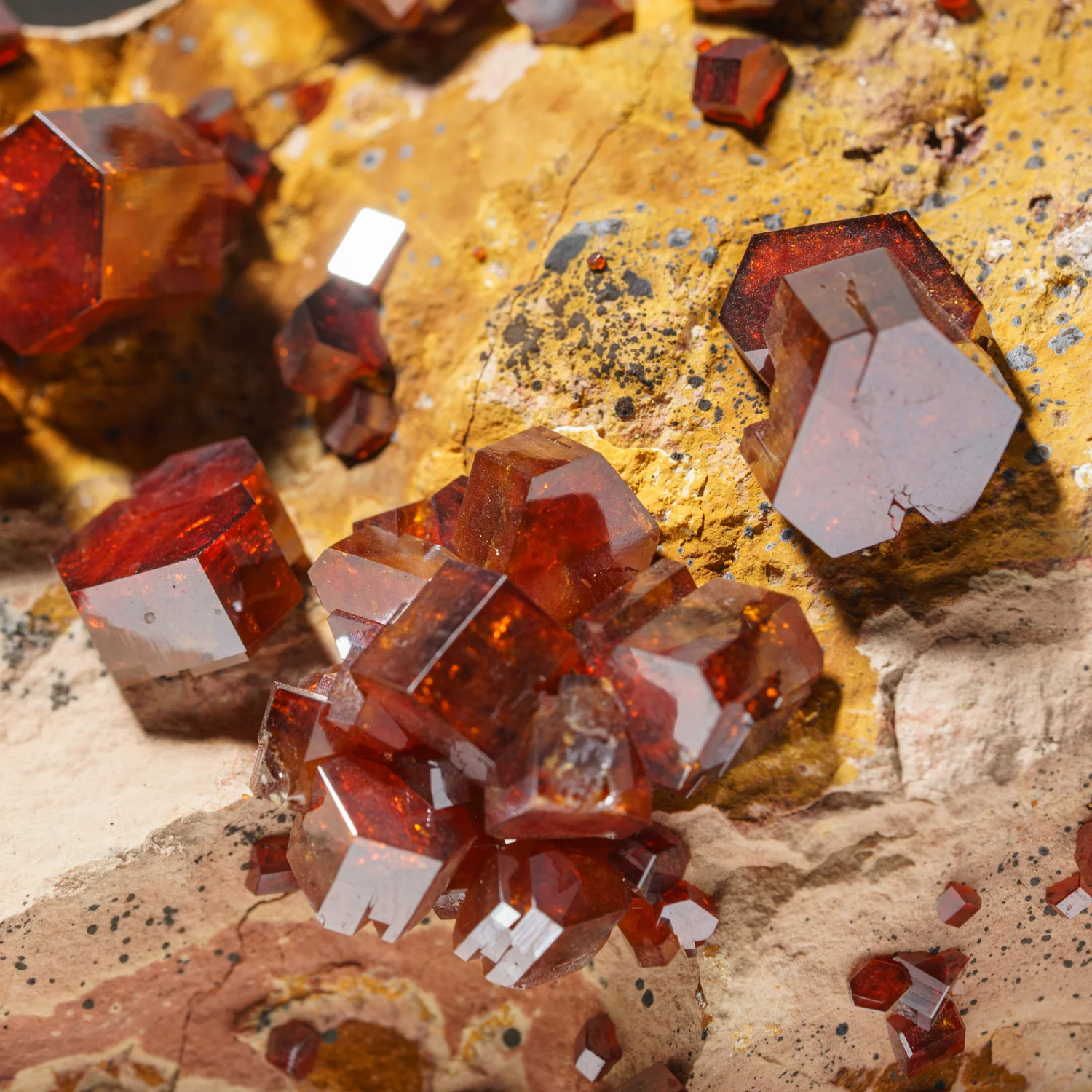Vanadinite (Cherry Red) Cluster on Matrix