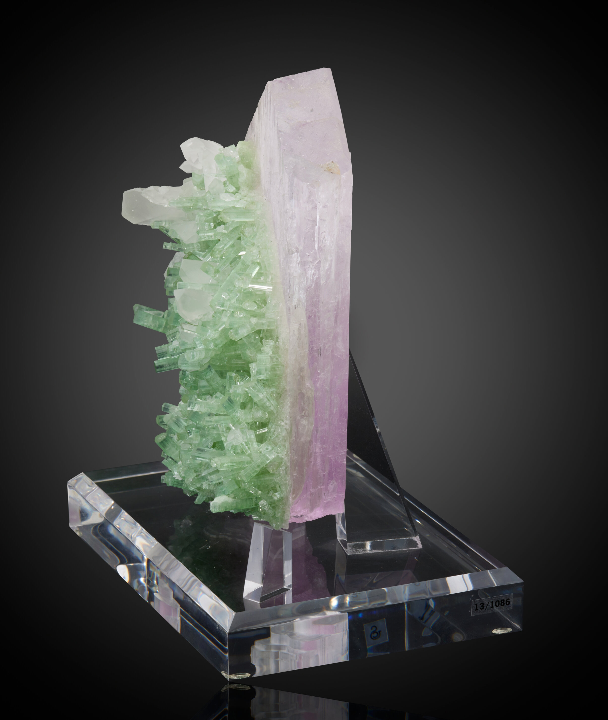 Green Tourmaline on Kunzite