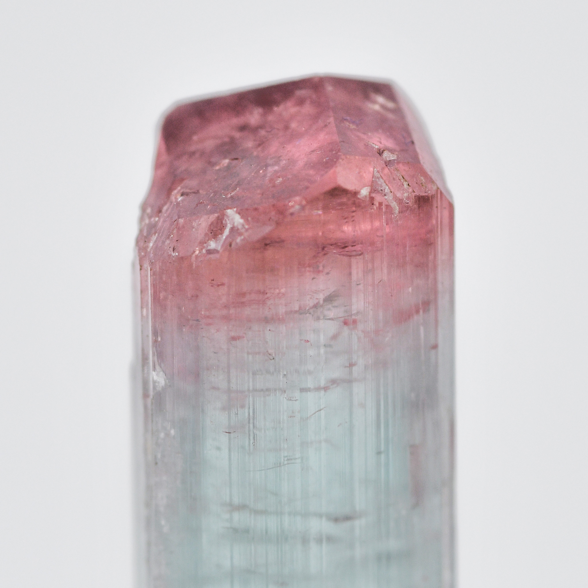 Gem Elbaite Tourmaline Bicolor Aquamarine to Pink
