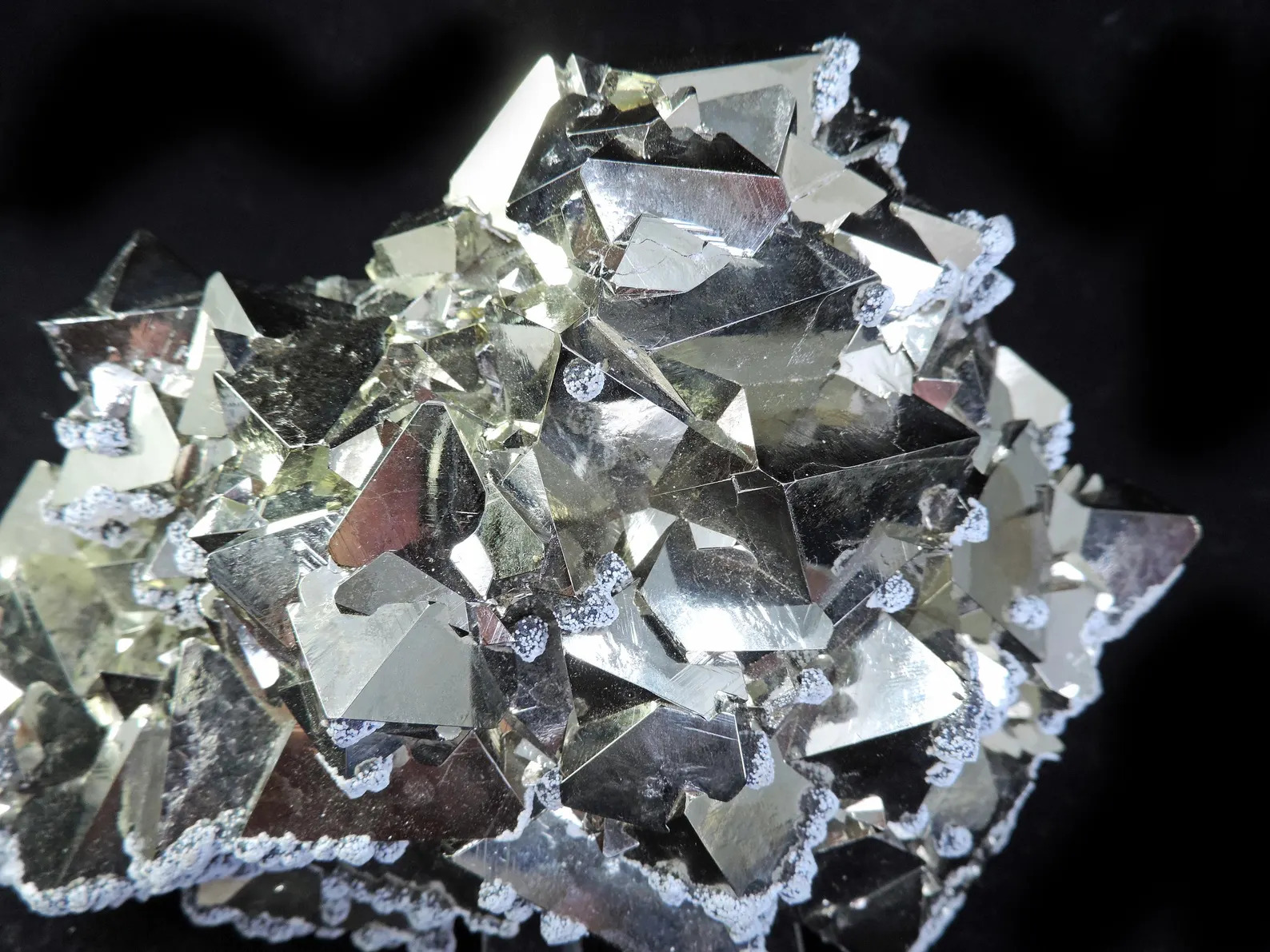 Pyrite - Octahedral with Snow-on-the-Roof Sphalerite - Huanzala Mine