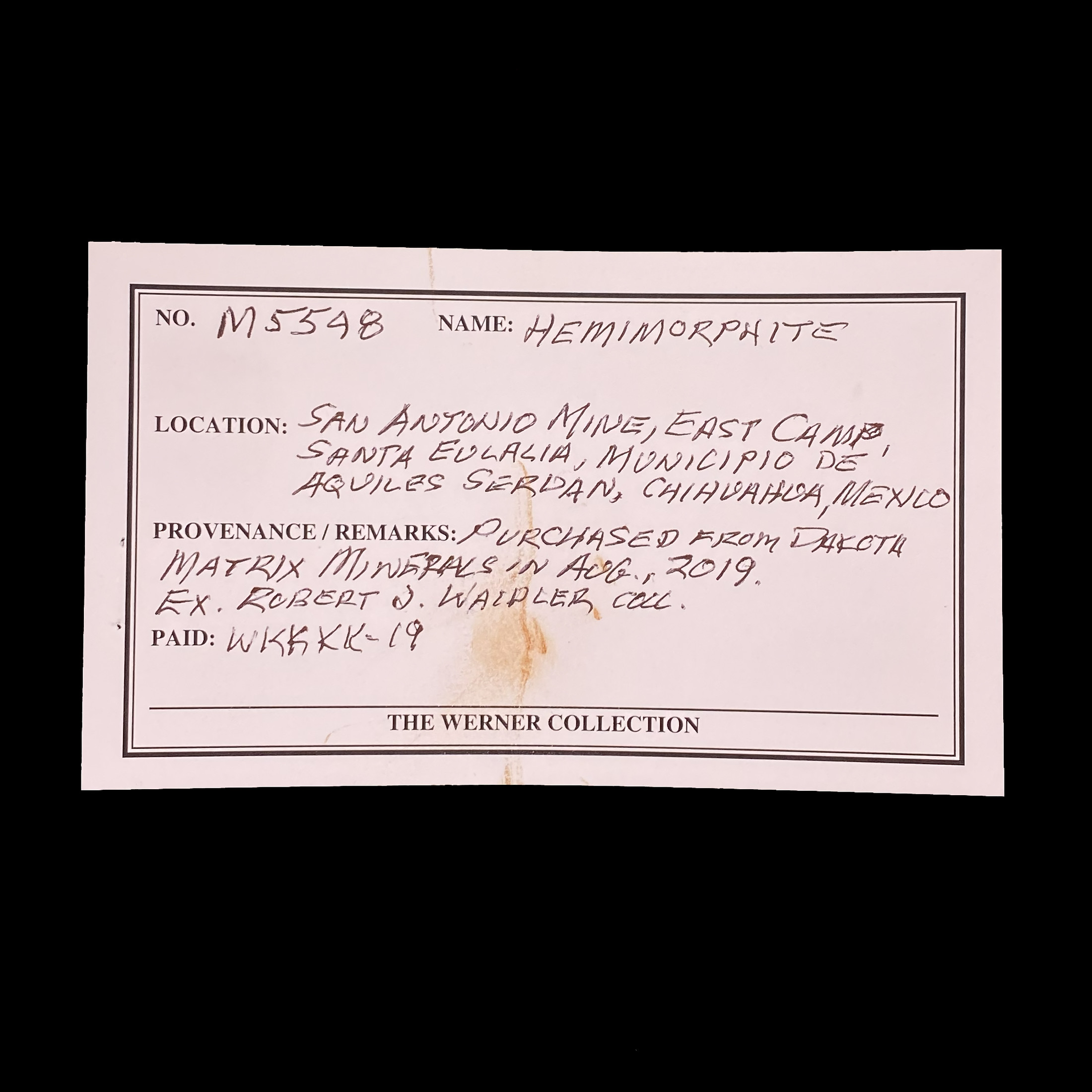 Hemimorphite - White/Colorless, Classic locality (Mexico)