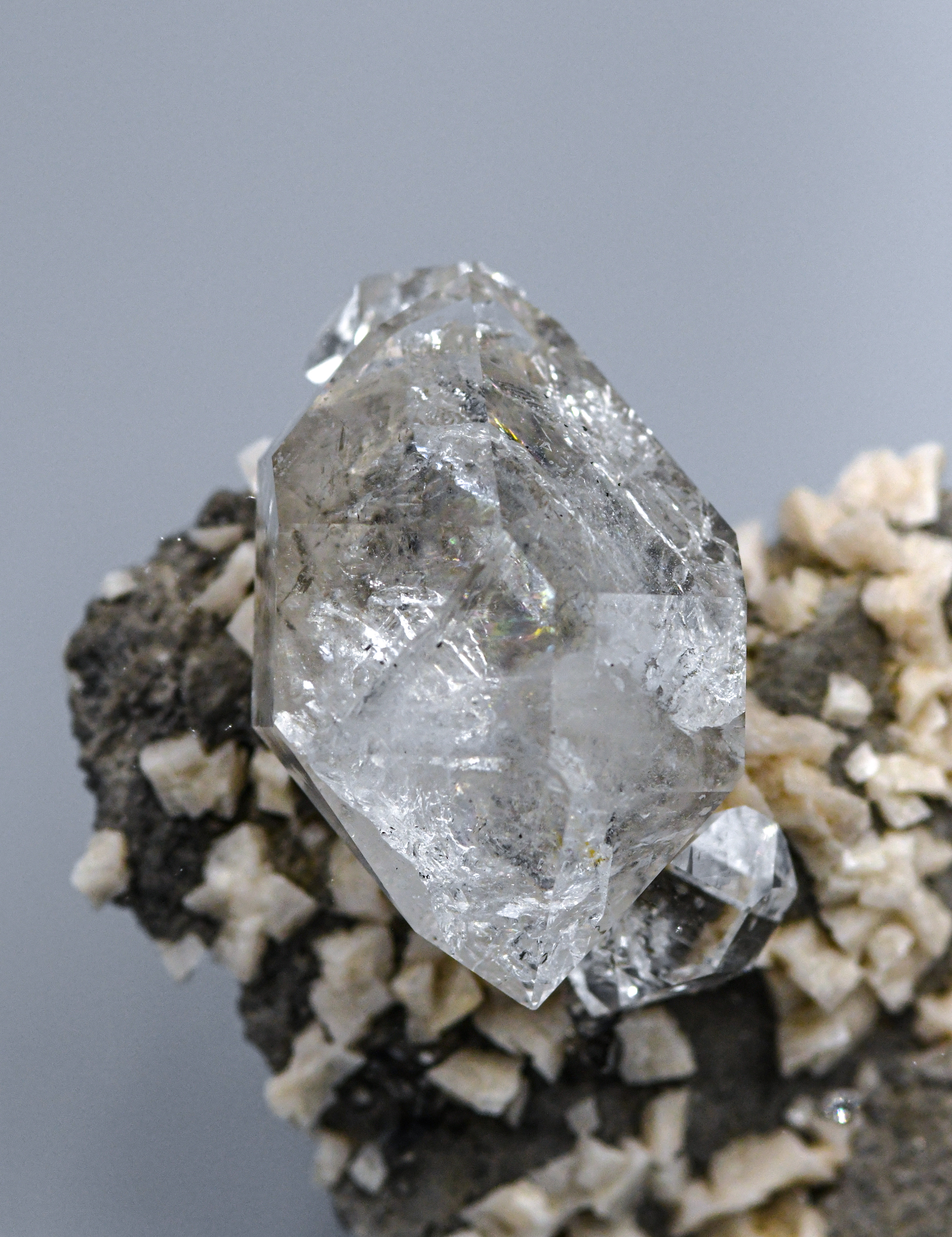 Quartz var. Herkimer Diamond - World-Class Specimen On Matrix With Dolomite