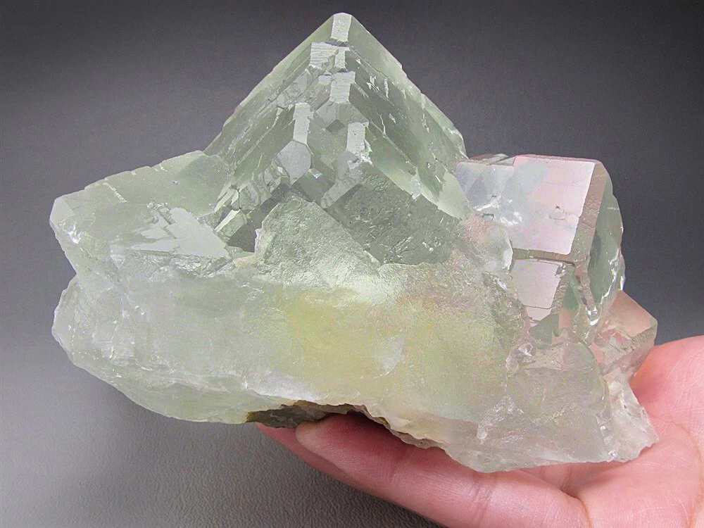 Fluorite - Gem-Clear Pale Green Cluster