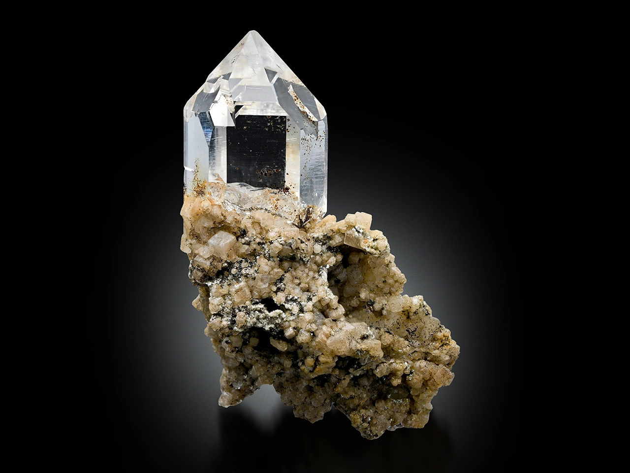 Quartz on Calcite/Siderite Matrix - Pristine Himalayan Specimen