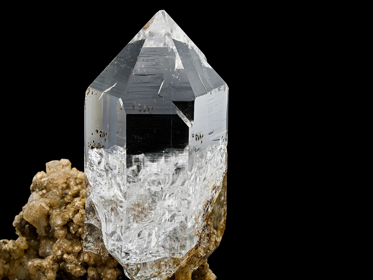 Quartz on Calcite/Siderite Matrix - Pristine Himalayan Specimen